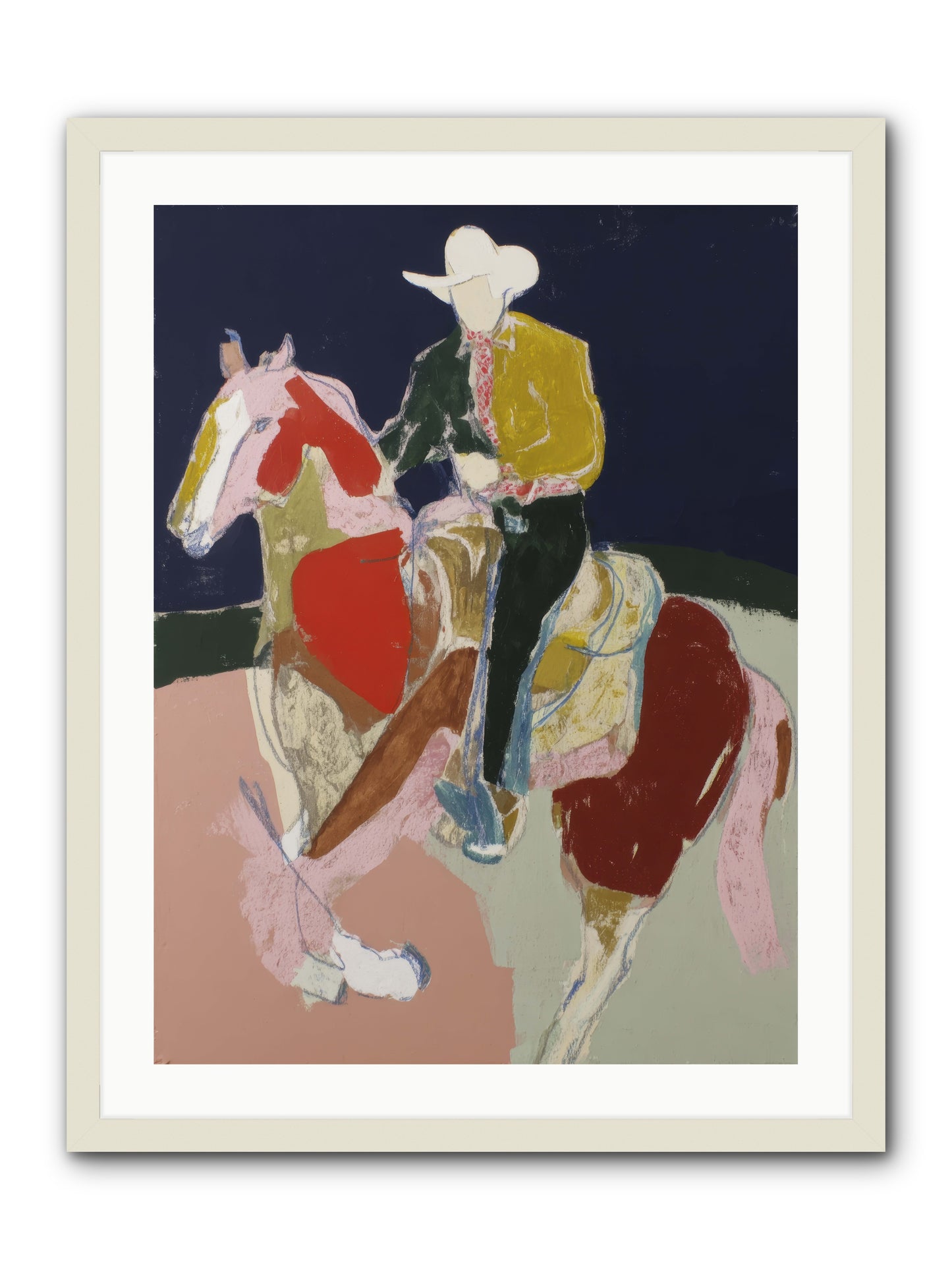 The Echo After Galloping -- Framed Print - White 24x32