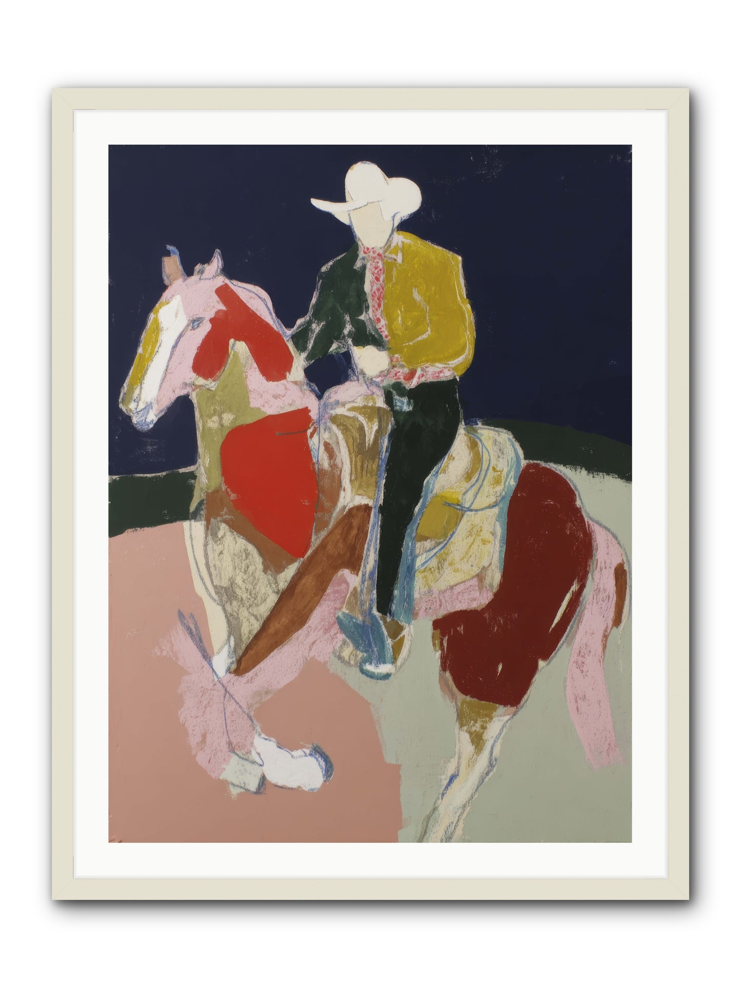 The Echo After Galloping -- Framed Print - White 30x40