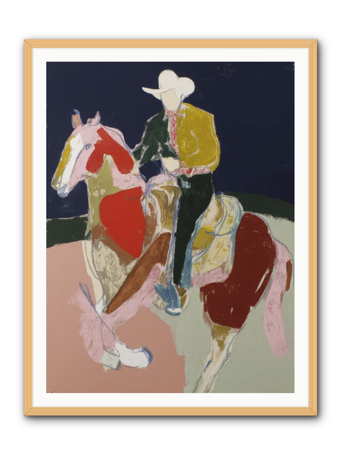 The Echo After Galloping -- Framed Print - Natural 36x48