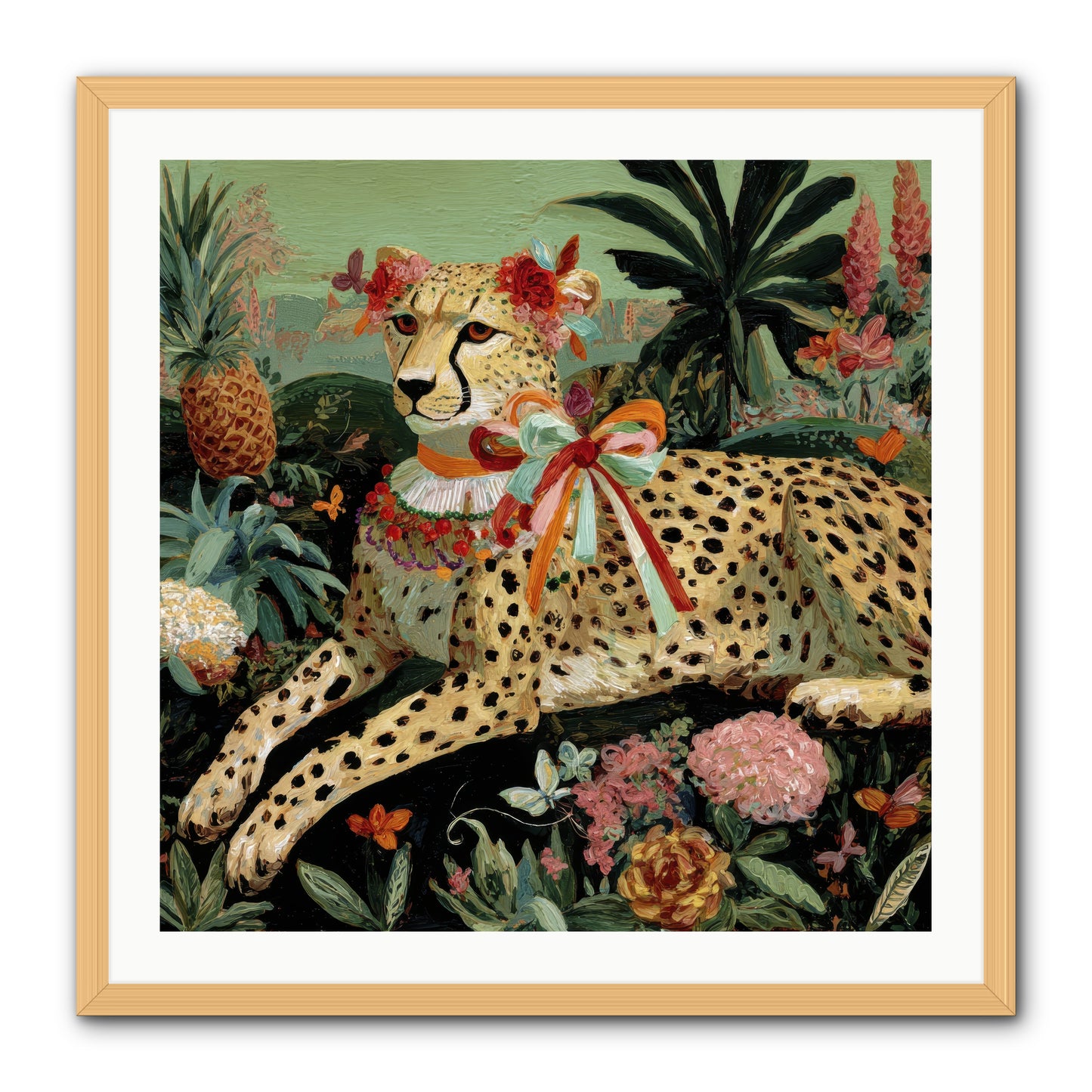 The Echoes of Moonfire -- Framed Print - Natural 30x30