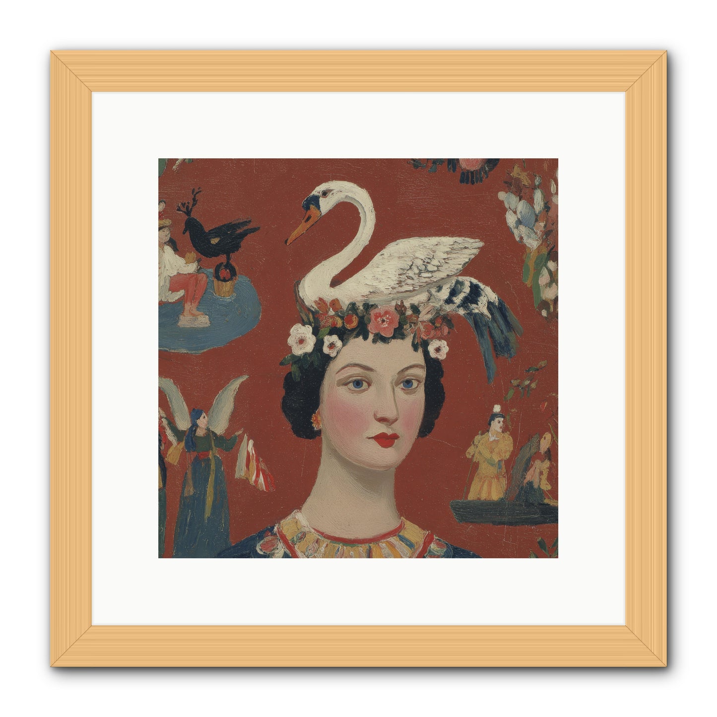 The Empress’s Reading Club -- Framed Print - Natural 12x12