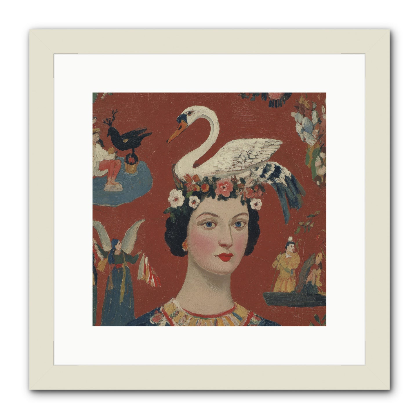 The Empress’s Reading Club -- Framed Print - White 12x12
