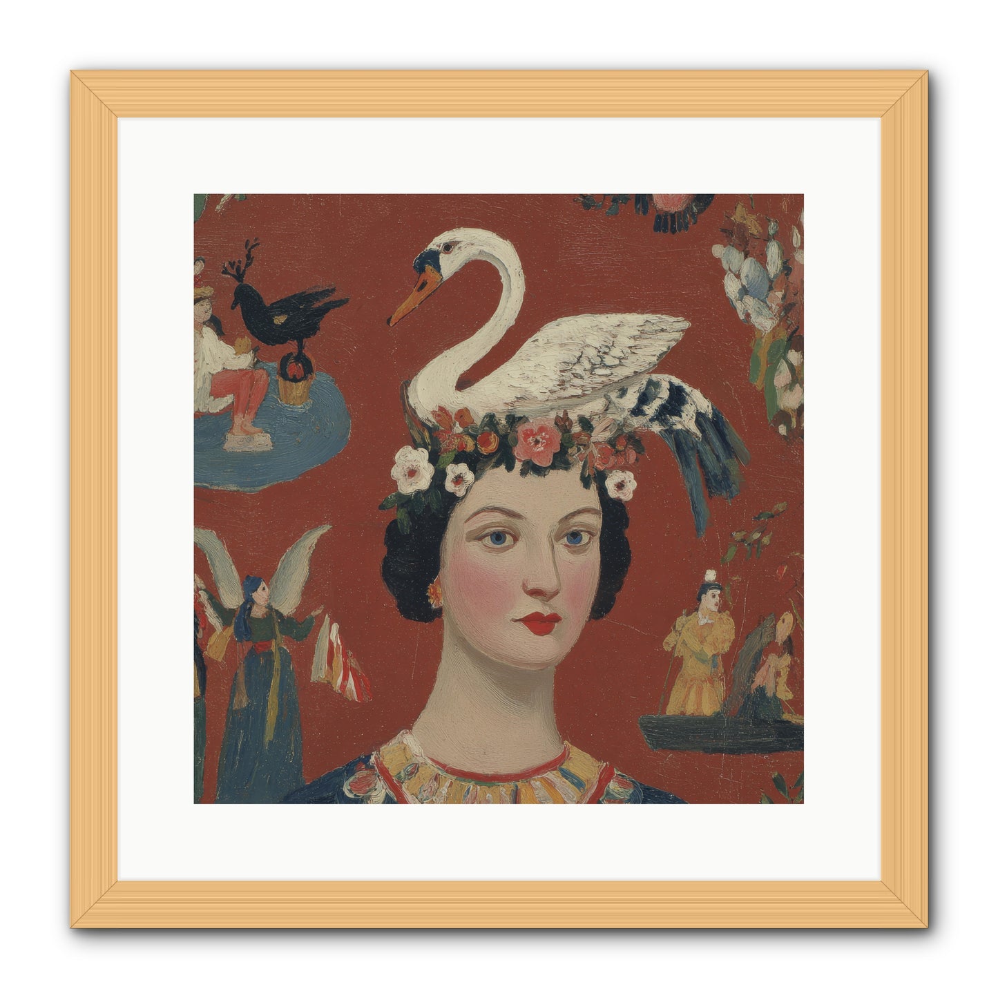The Empress’s Reading Club -- Framed Print - Natural 16x16