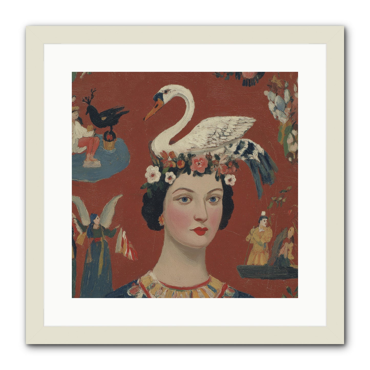 The Empress’s Reading Club -- Framed Print - White 16x16