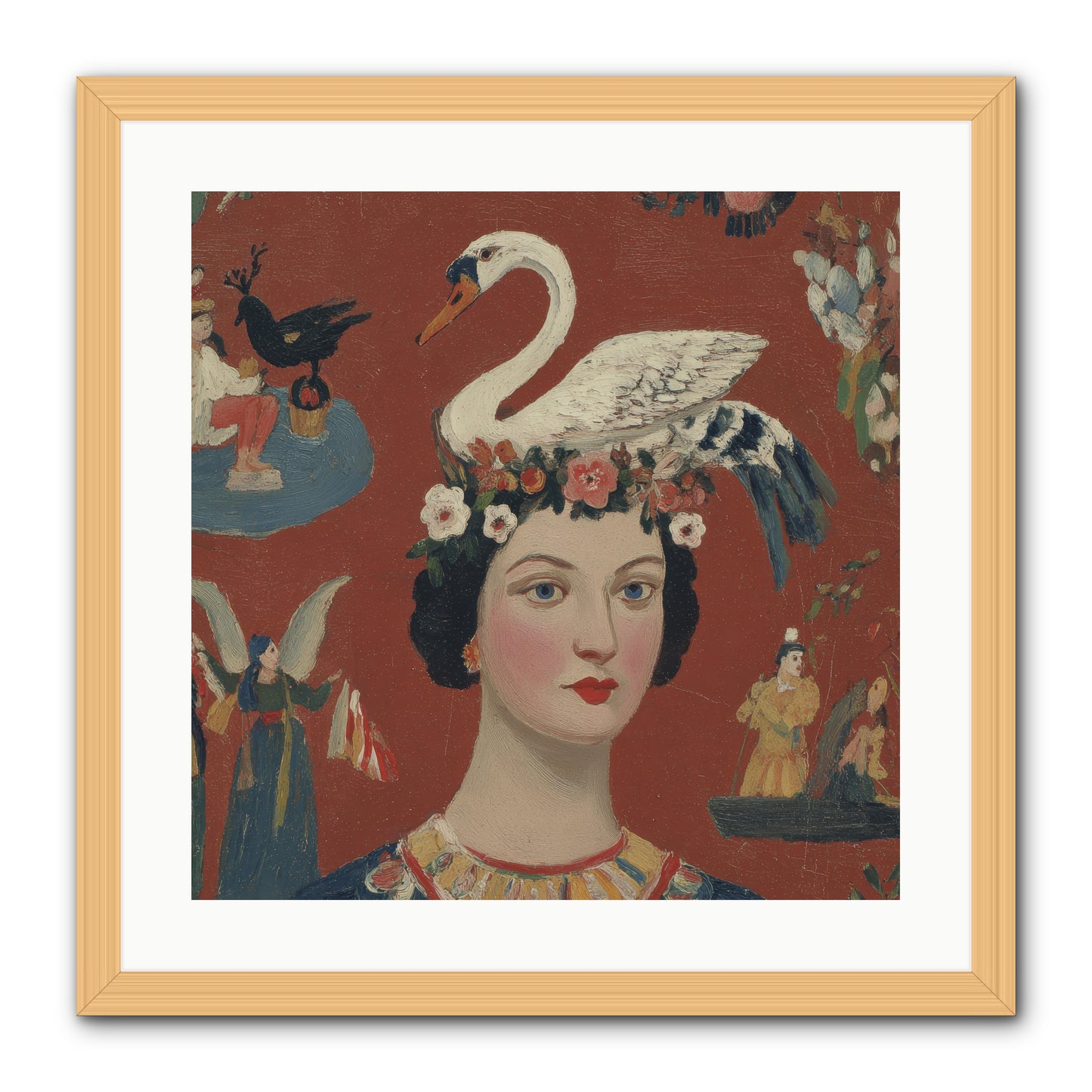 The Empress’s Reading Club -- Framed Print - Natural 20x20