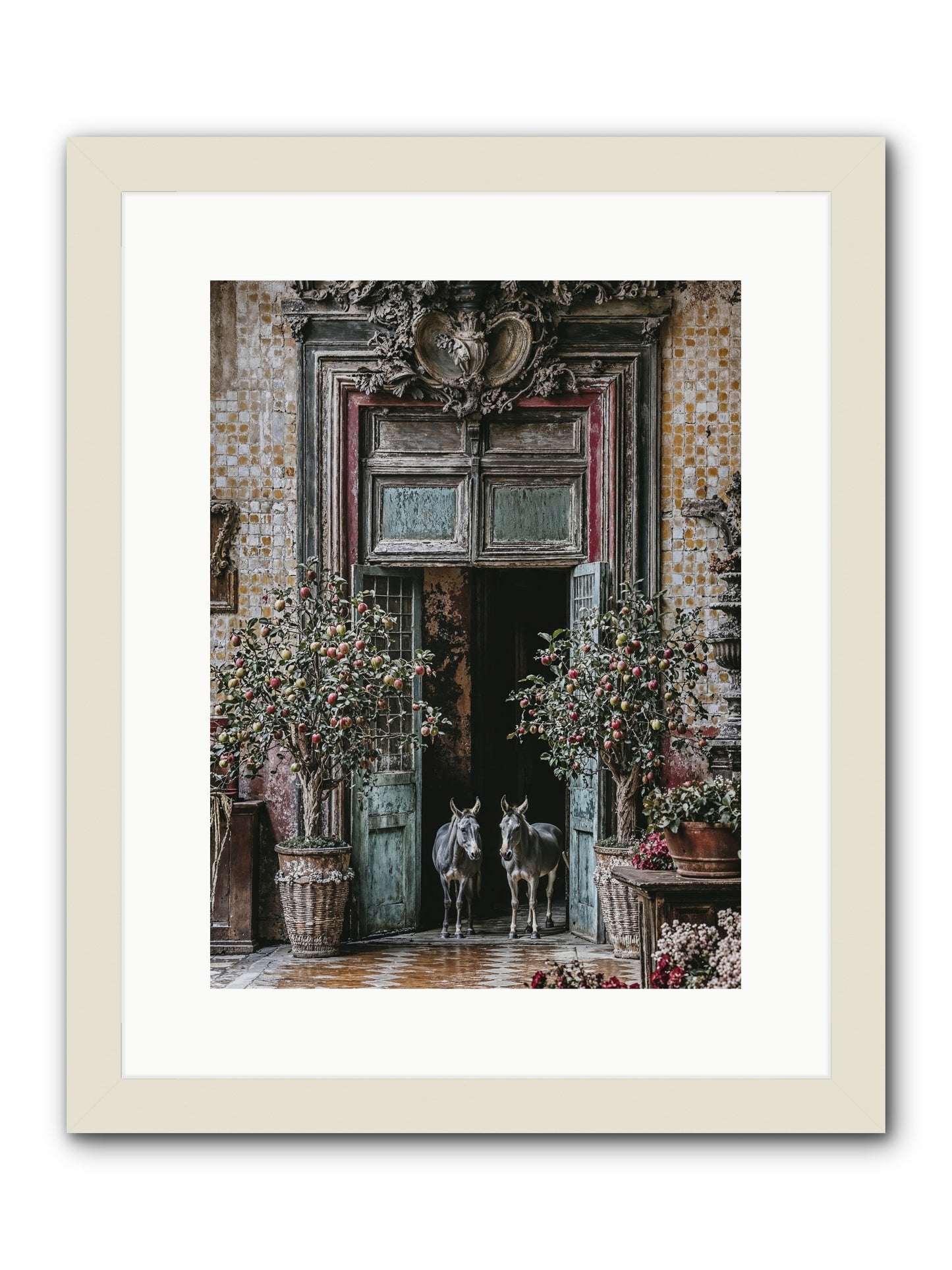 The Familiar Gate -- Framed Print - White 12x16
