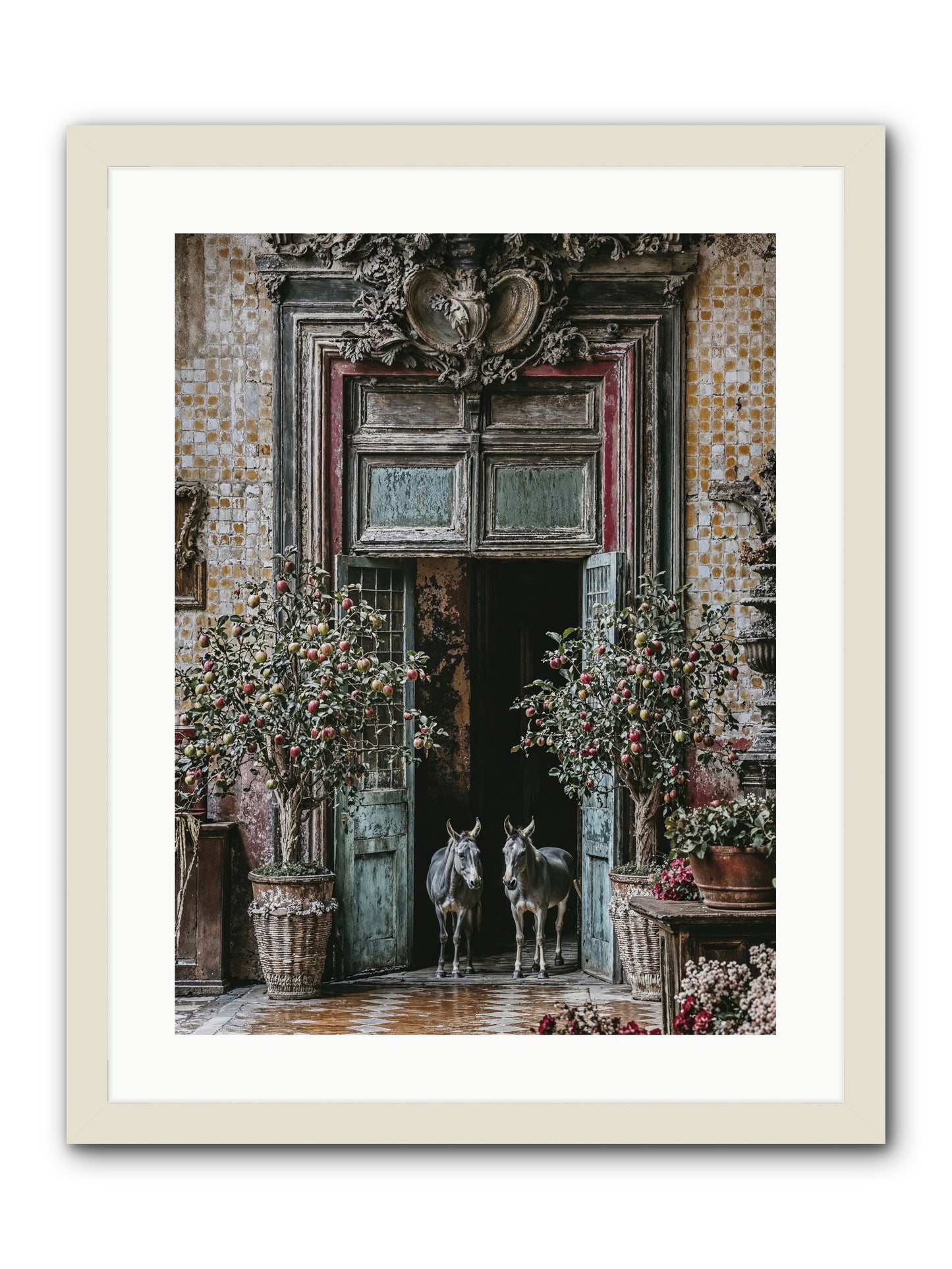 The Familiar Gate -- Framed Print - White 18x24