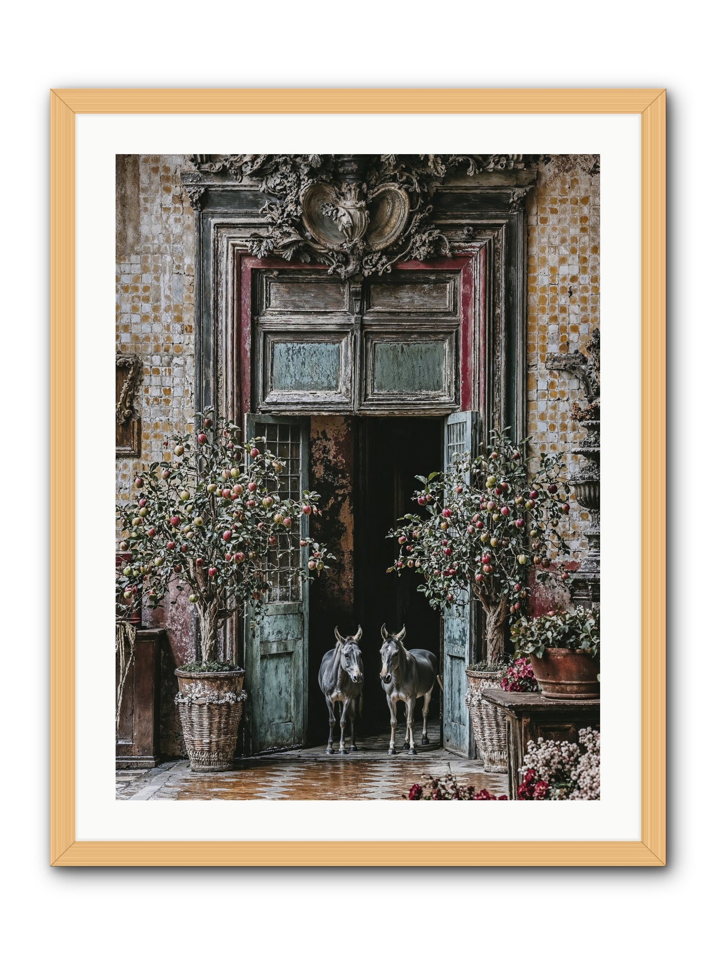 The Familiar Gate -- Framed Print - Natural 24x32