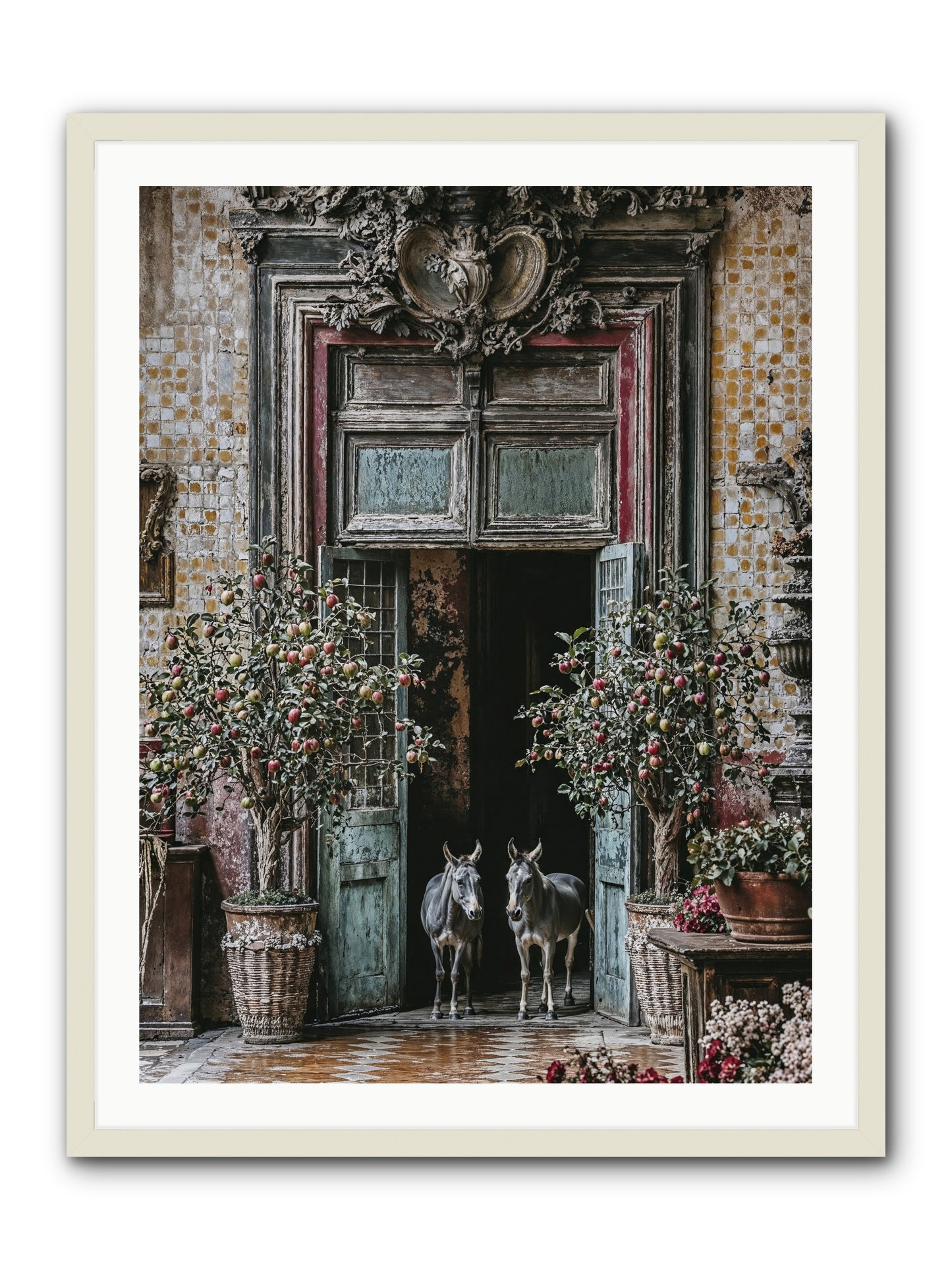 The Familiar Gate -- Framed Print - White 30x40