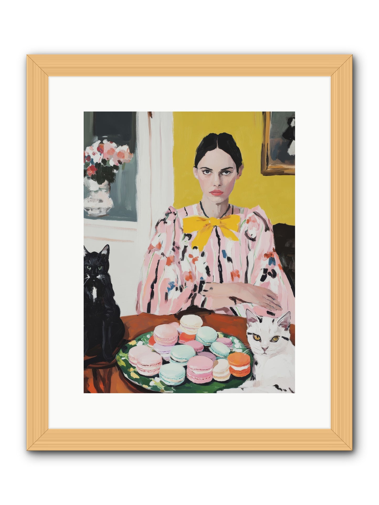 The Feline Patisserie Society -- Framed Print - Natural 12x16