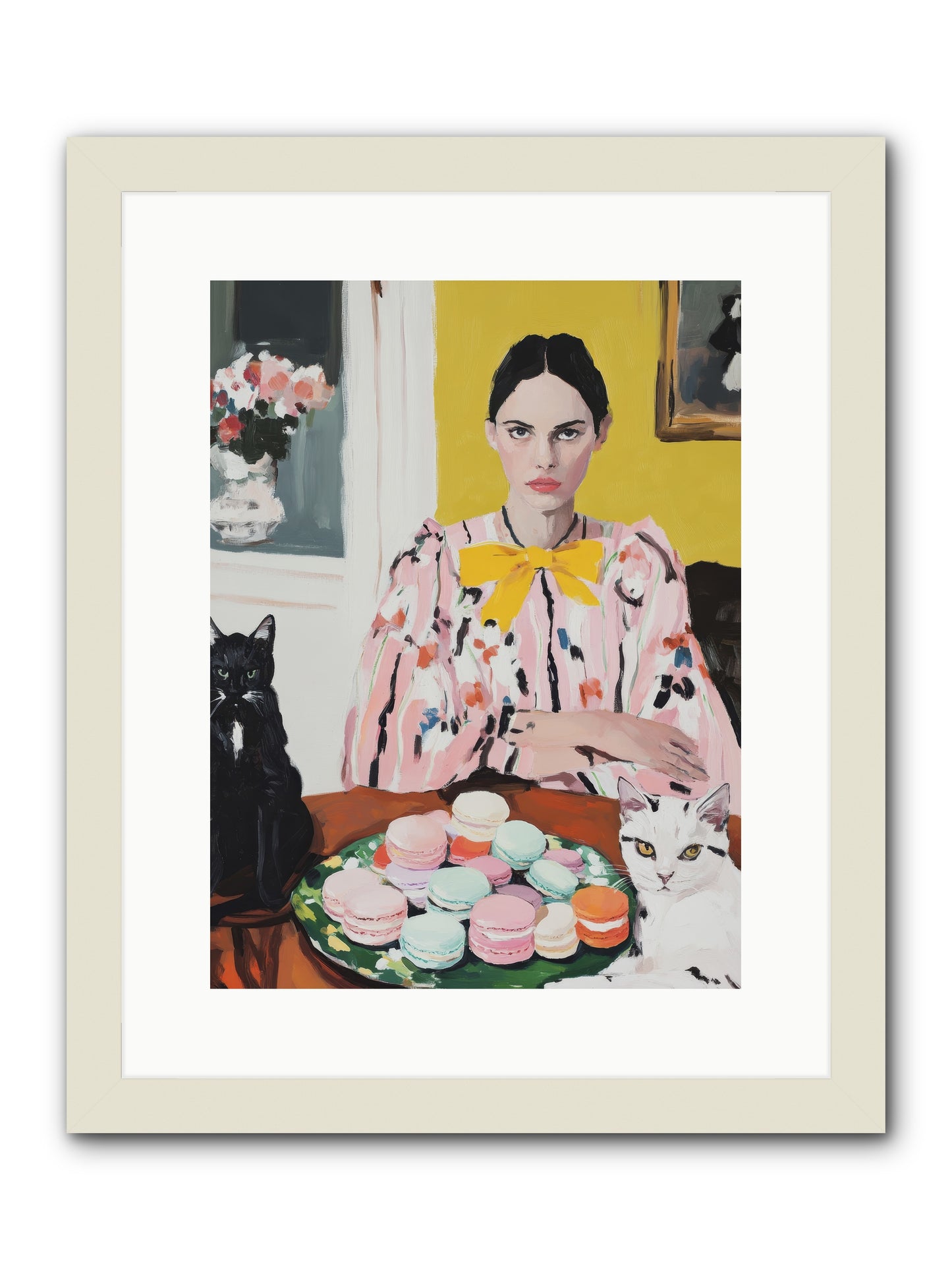 The Feline Patisserie Society -- Framed Print - White 12x16