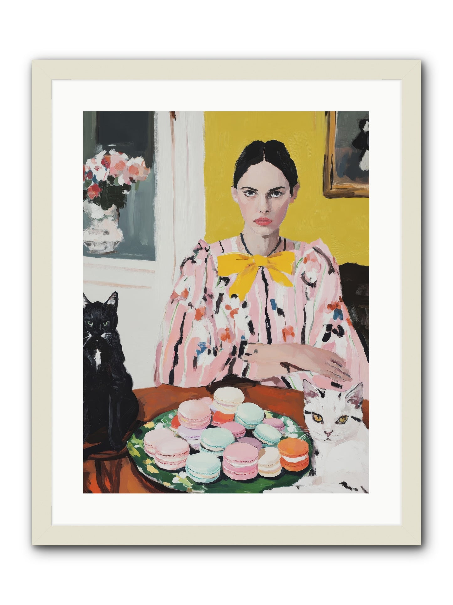The Feline Patisserie Society -- Framed Print - White 18x24