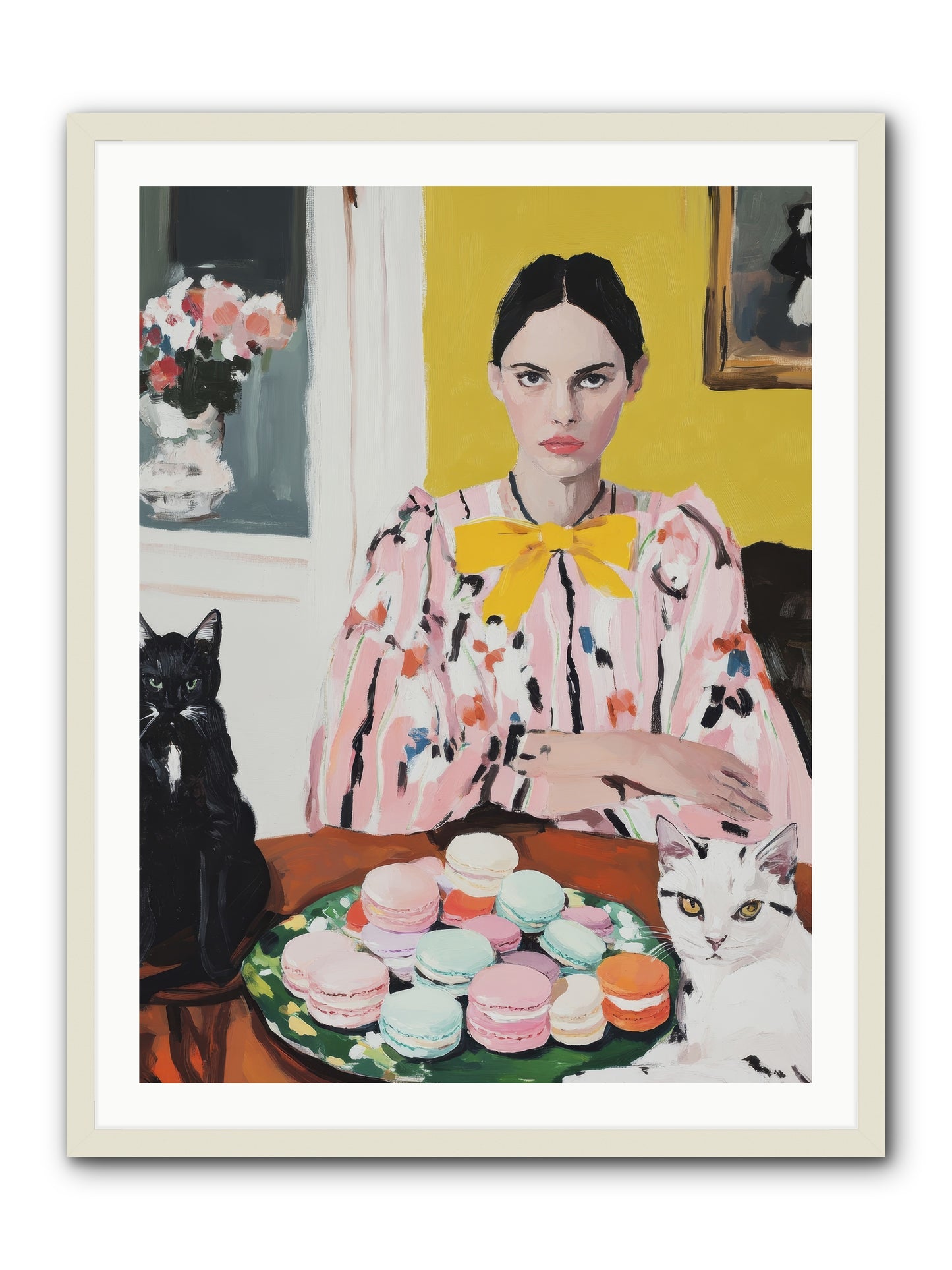 The Feline Patisserie Society -- Framed Print - White 30x40
