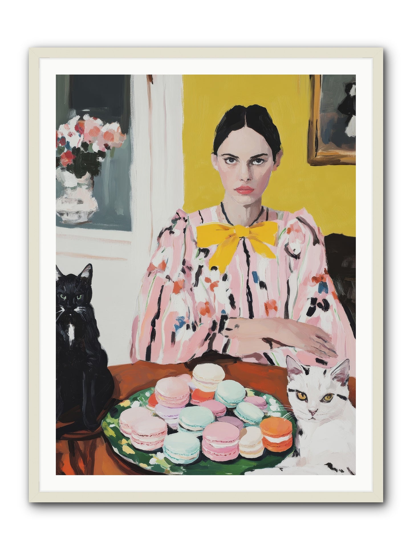 The Feline Patisserie Society -- Framed Print - White 36x48
