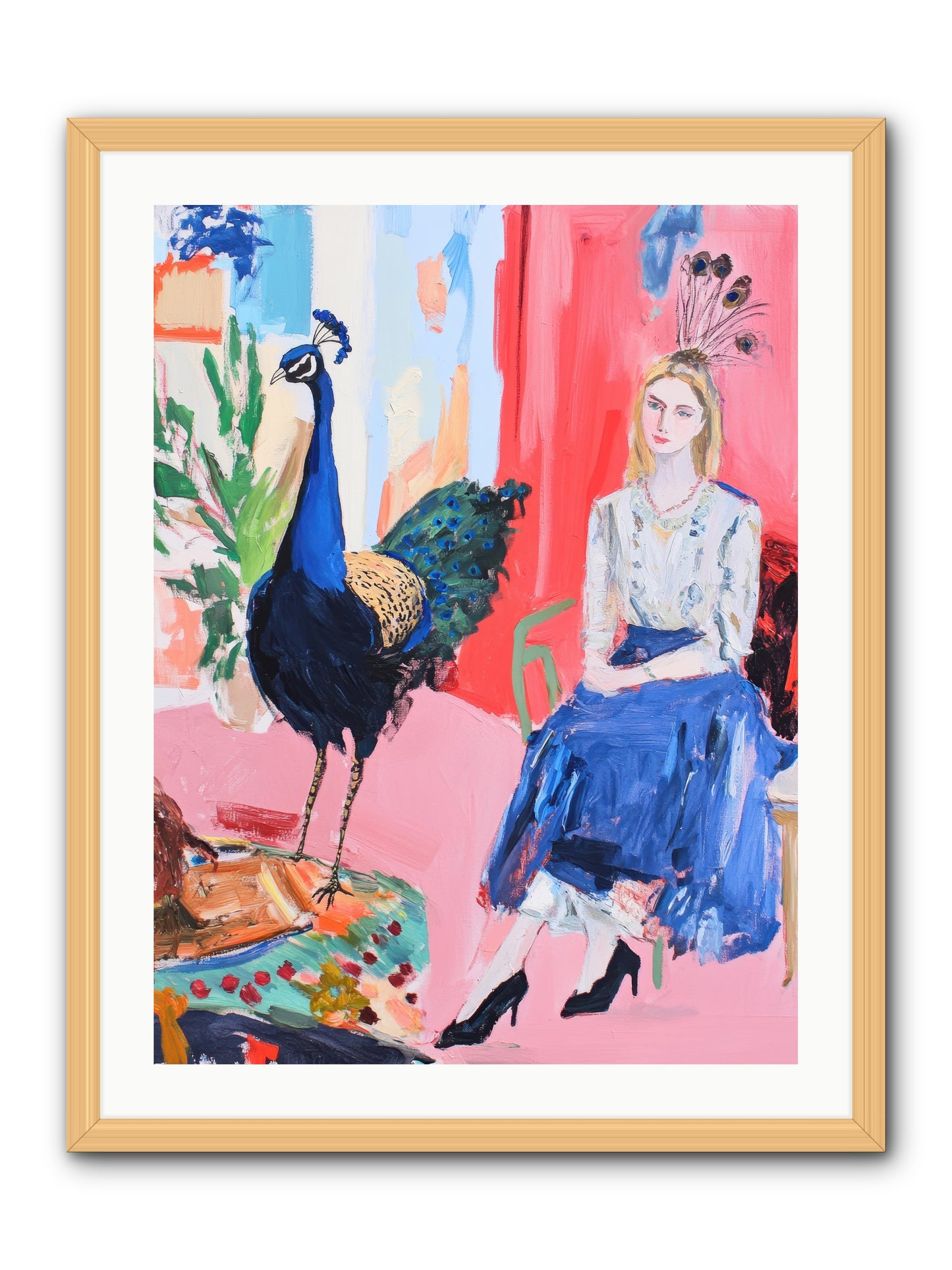 The Flamboyant Courtship -- Framed Print - Natural 24x32