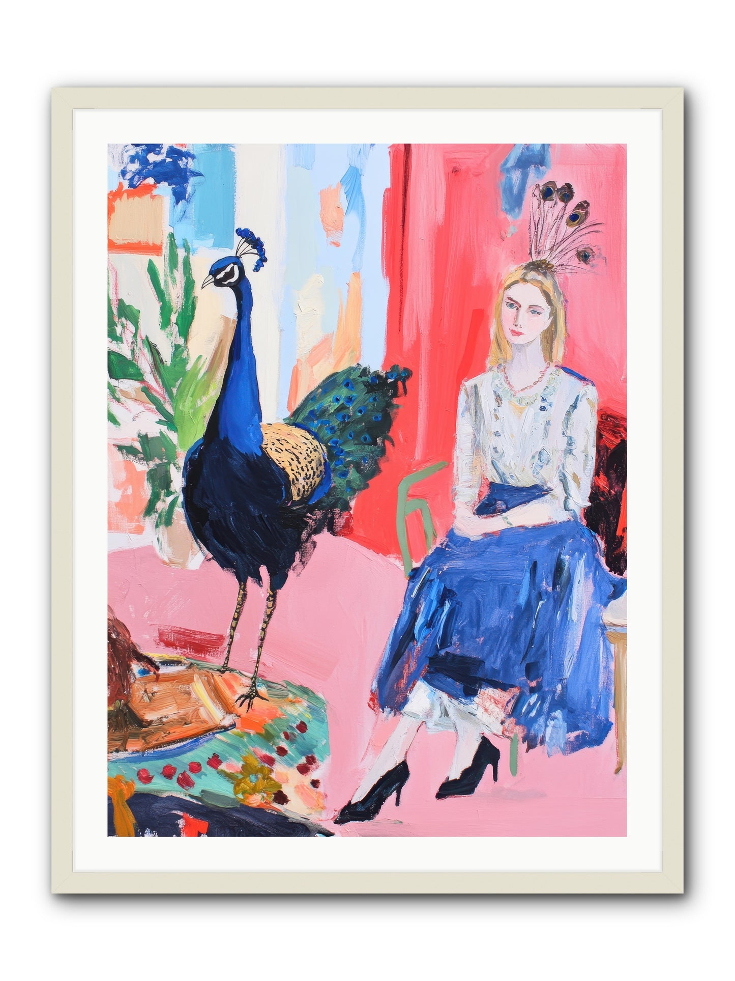 The Flamboyant Courtship -- Framed Print - White 30x40