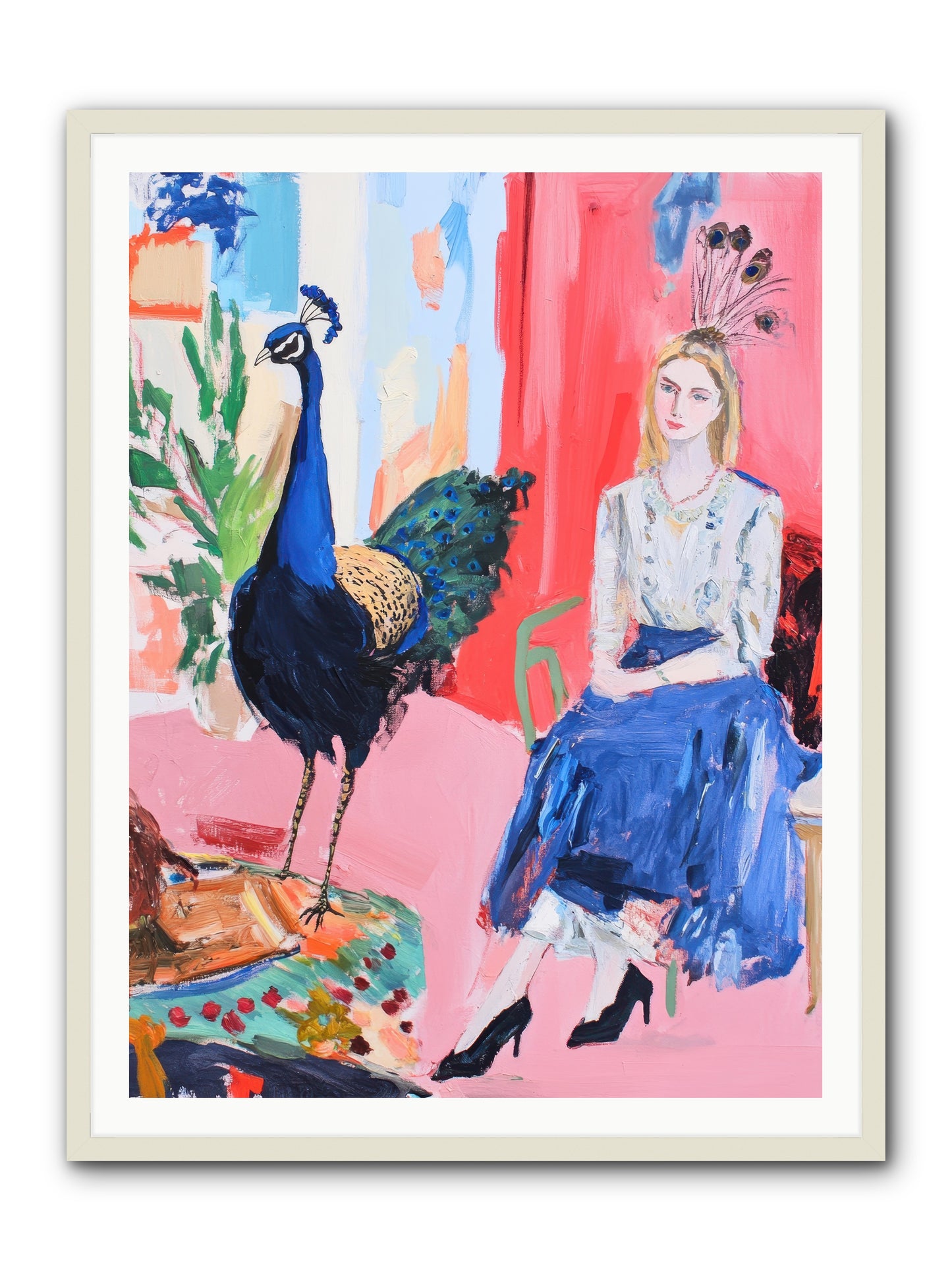 The Flamboyant Courtship -- Framed Print - White 36x48