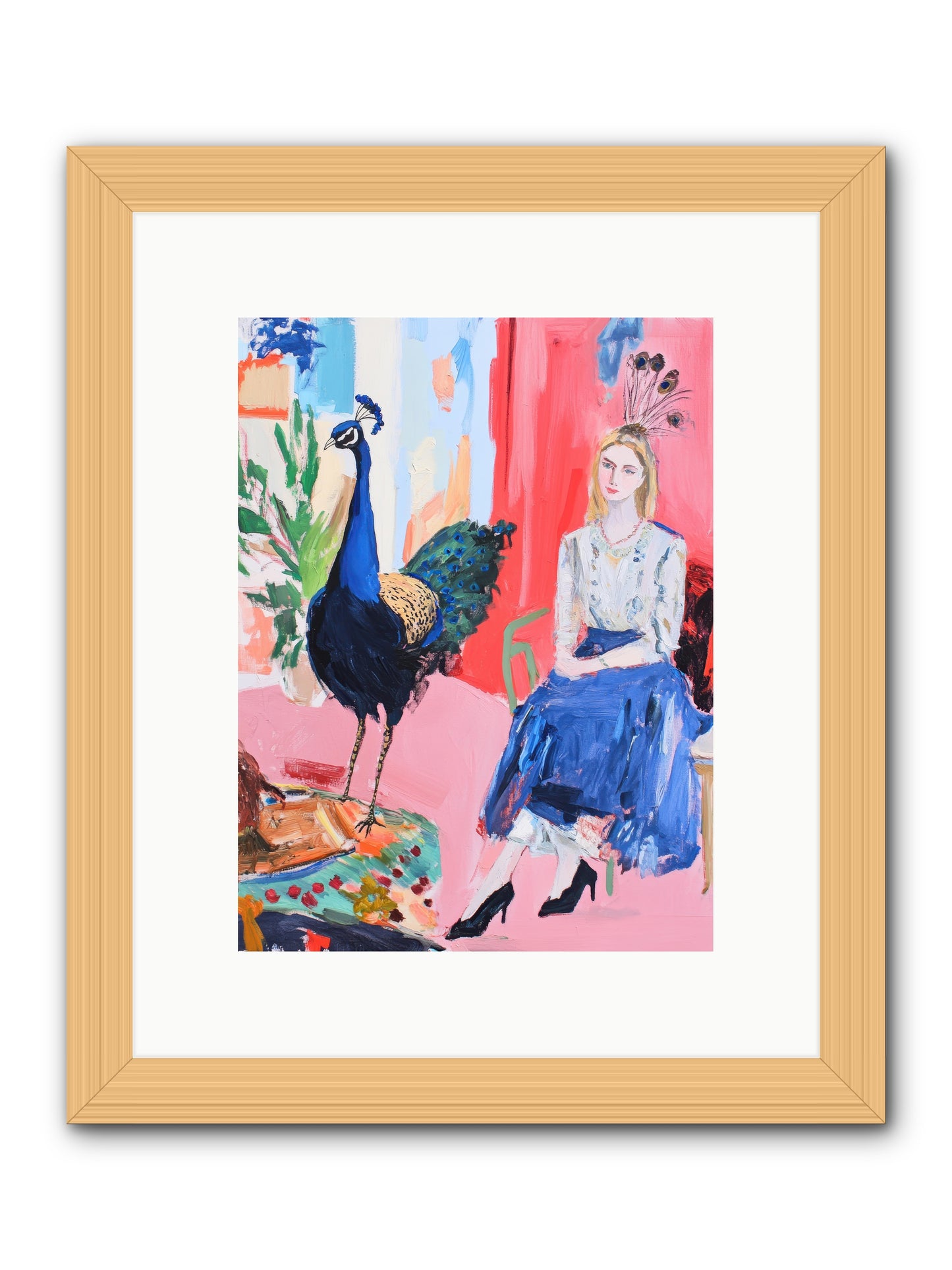 The Flamboyant Courtship -- Framed Print - Natural 9x12