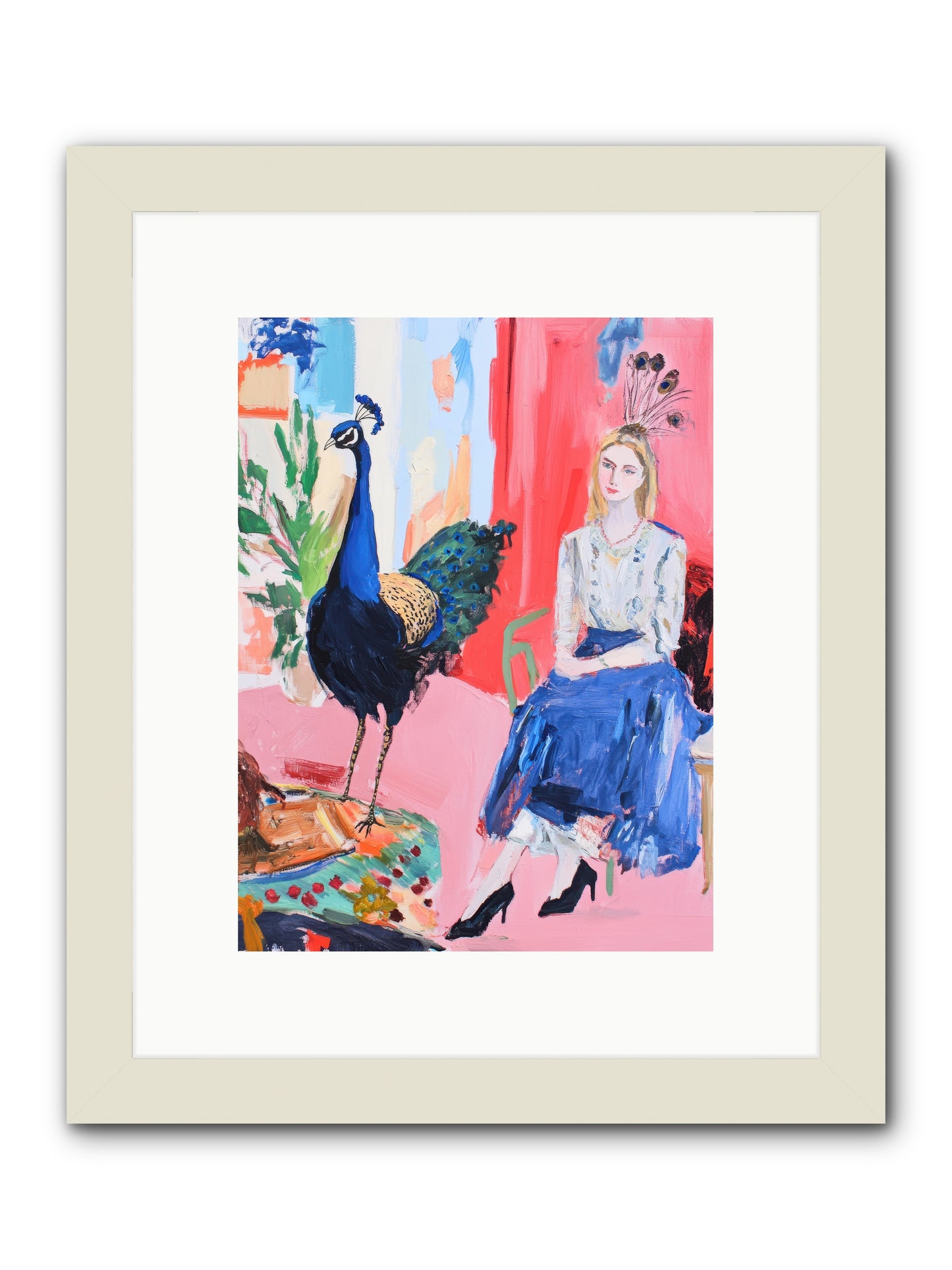 The Flamboyant Courtship -- Framed Print - White 9x12