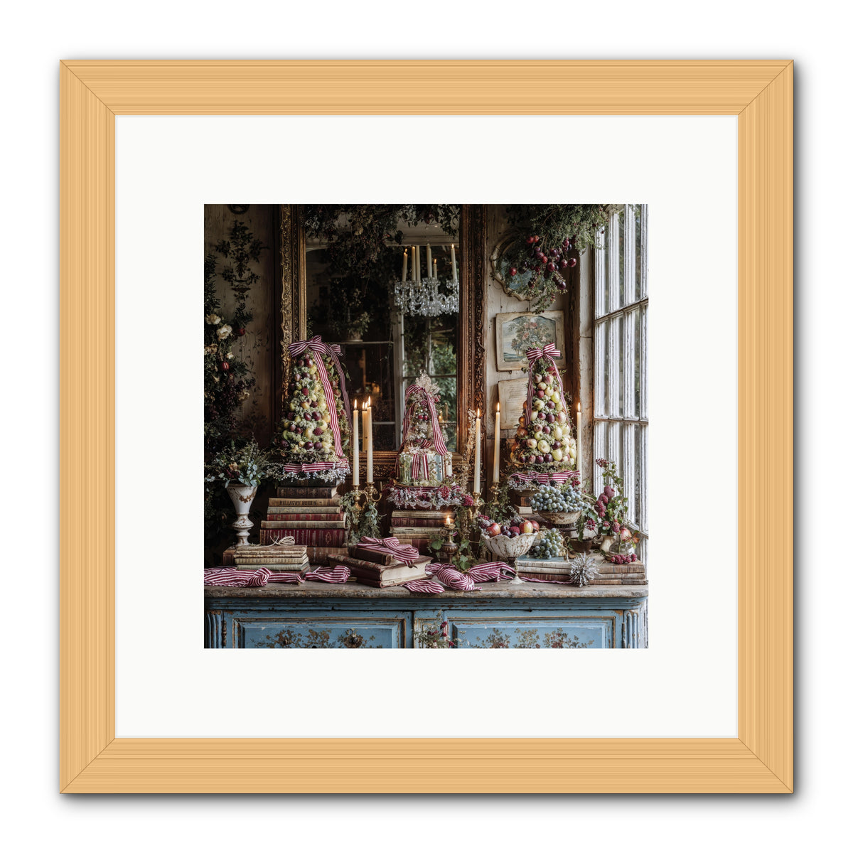The Fox & Pheasant Winter Ball -- Framed Print - Natural 10x10
