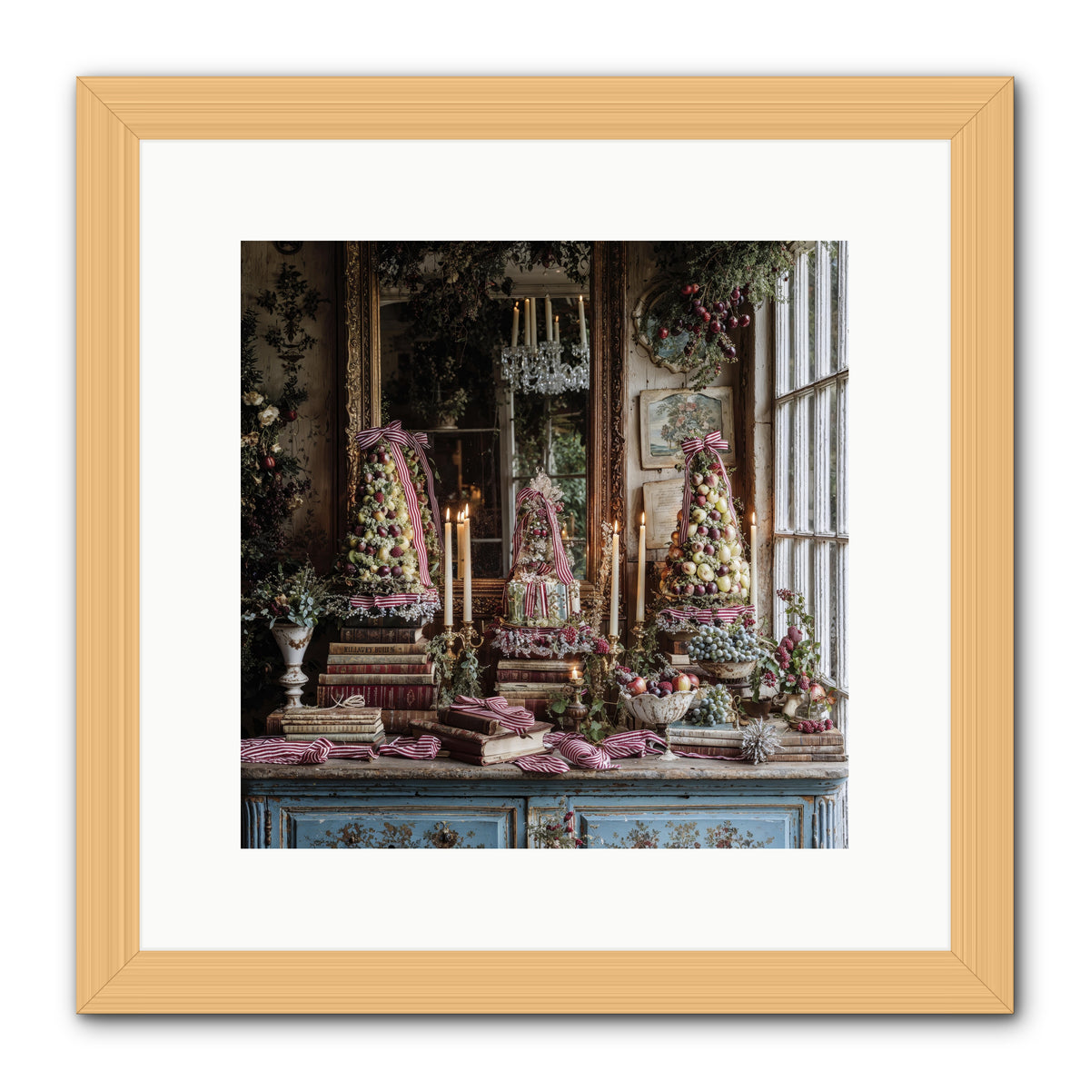 The Fox & Pheasant Winter Ball -- Framed Print - Natural 12x12