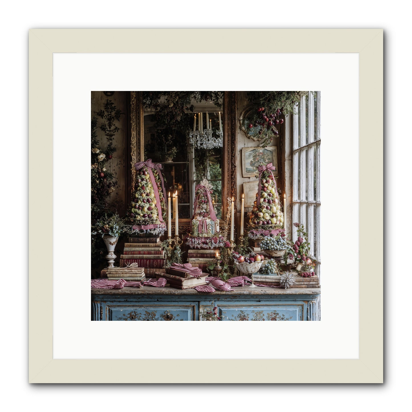 The Fox & Pheasant Winter Ball -- Framed Print - White 12x12