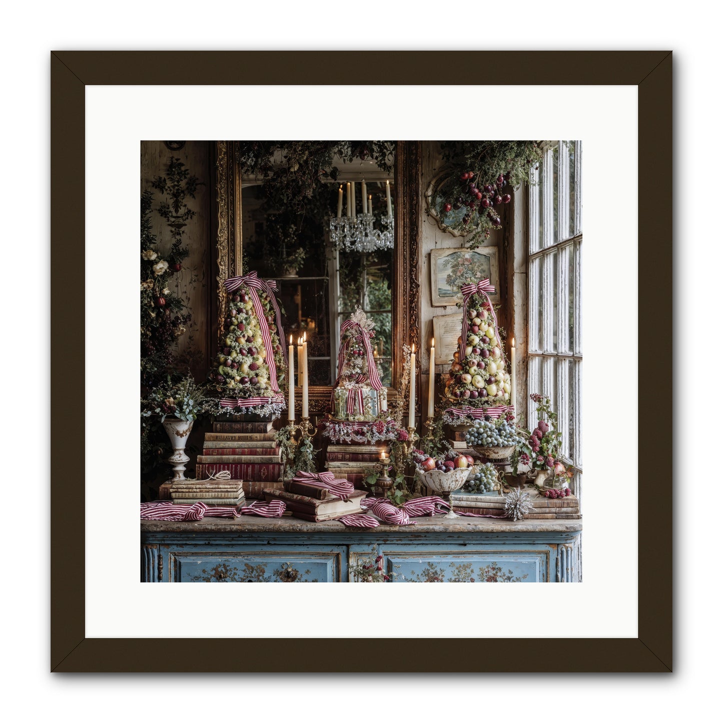 The Fox & Pheasant Winter Ball -- Framed Print - Black 16x16