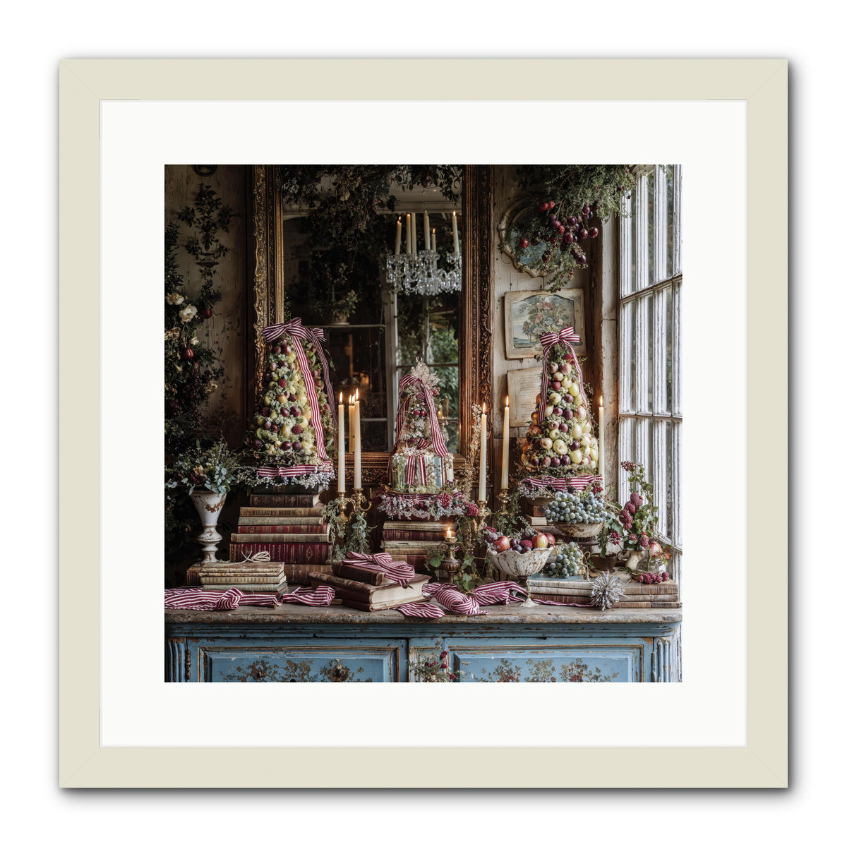 The Fox & Pheasant Winter Ball -- Framed Print - White 16x16