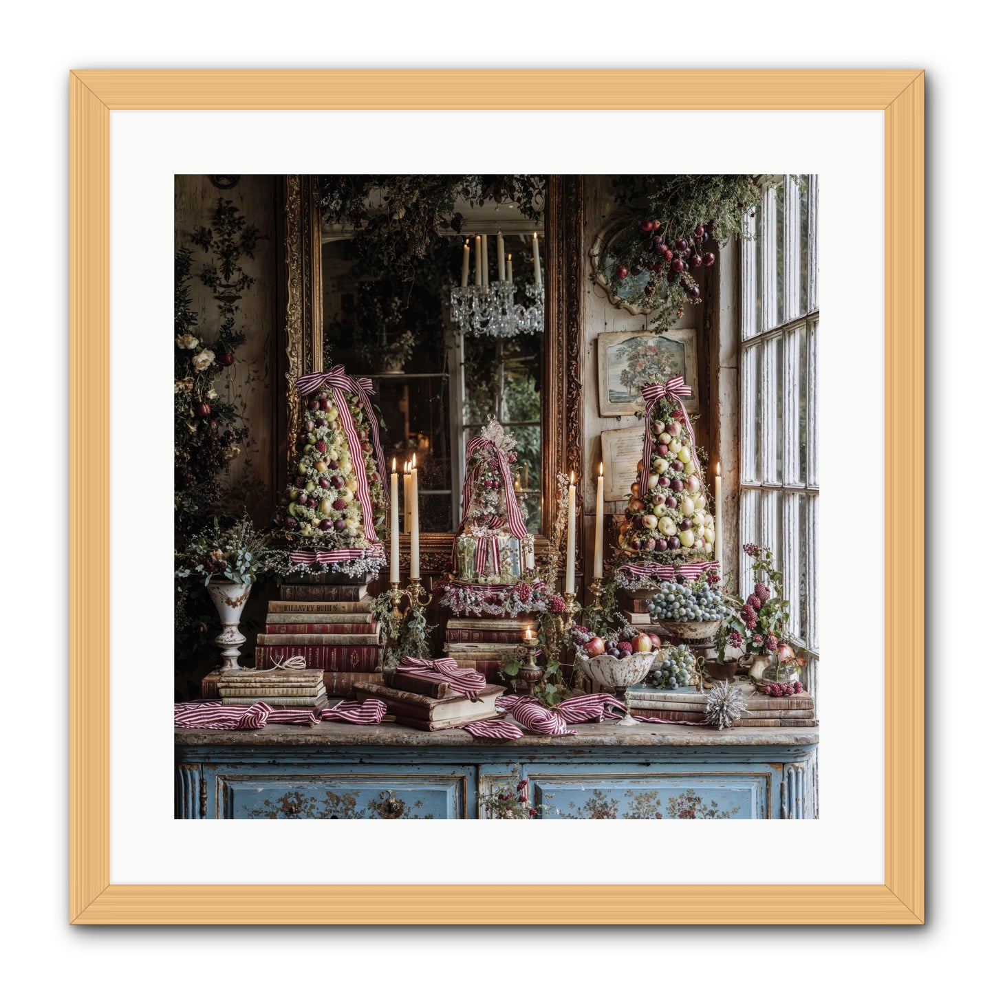 The Fox & Pheasant Winter Ball -- Framed Print - Natural 20x20