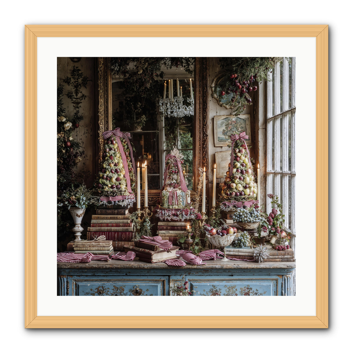 The Fox & Pheasant Winter Ball -- Framed Print - Natural 24x24