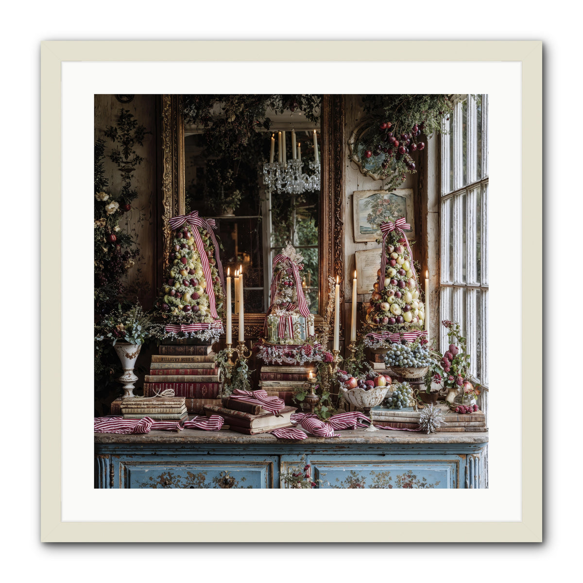 The Fox & Pheasant Winter Ball -- Framed Print - White 24x24
