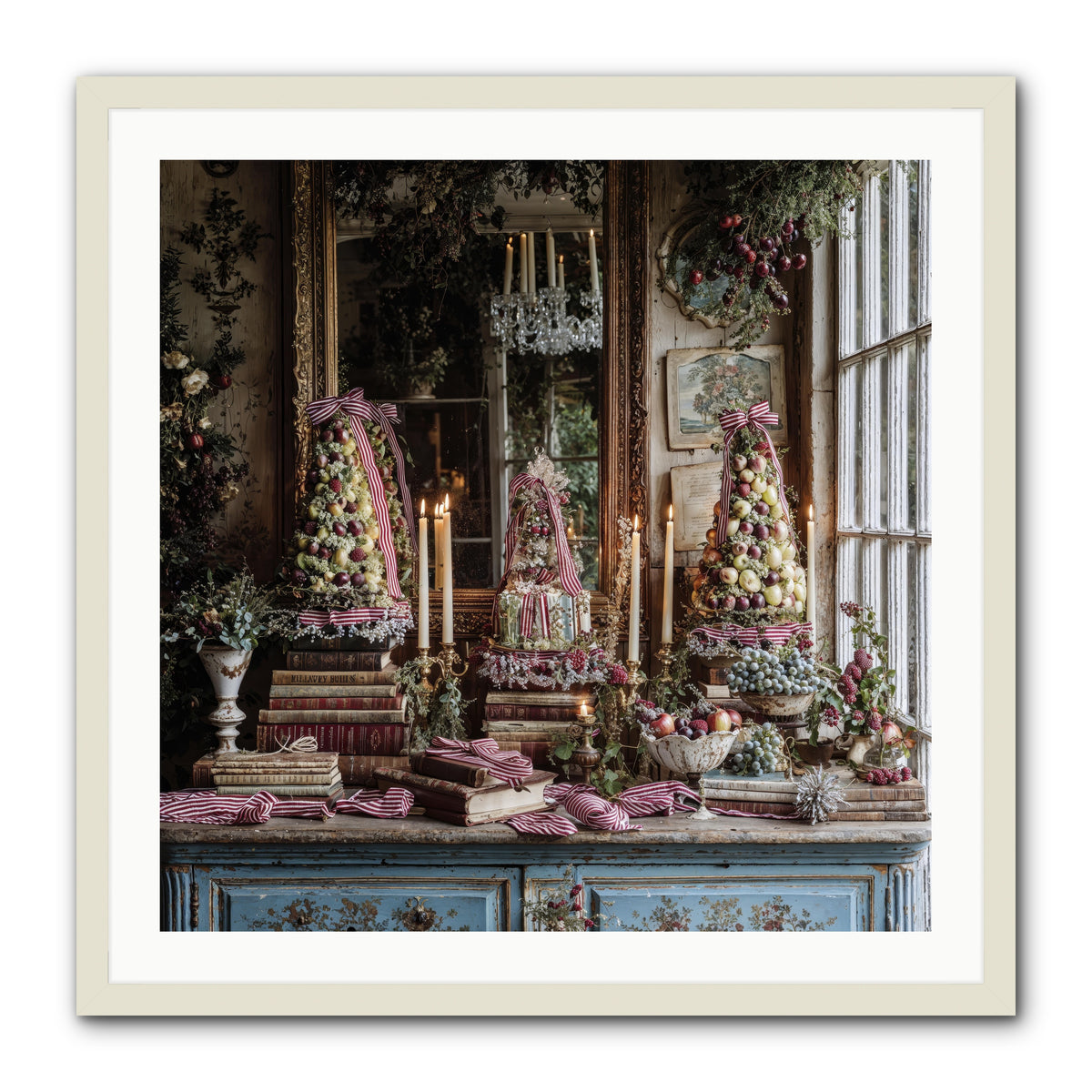 The Fox & Pheasant Winter Ball -- Framed Print - White 30x30