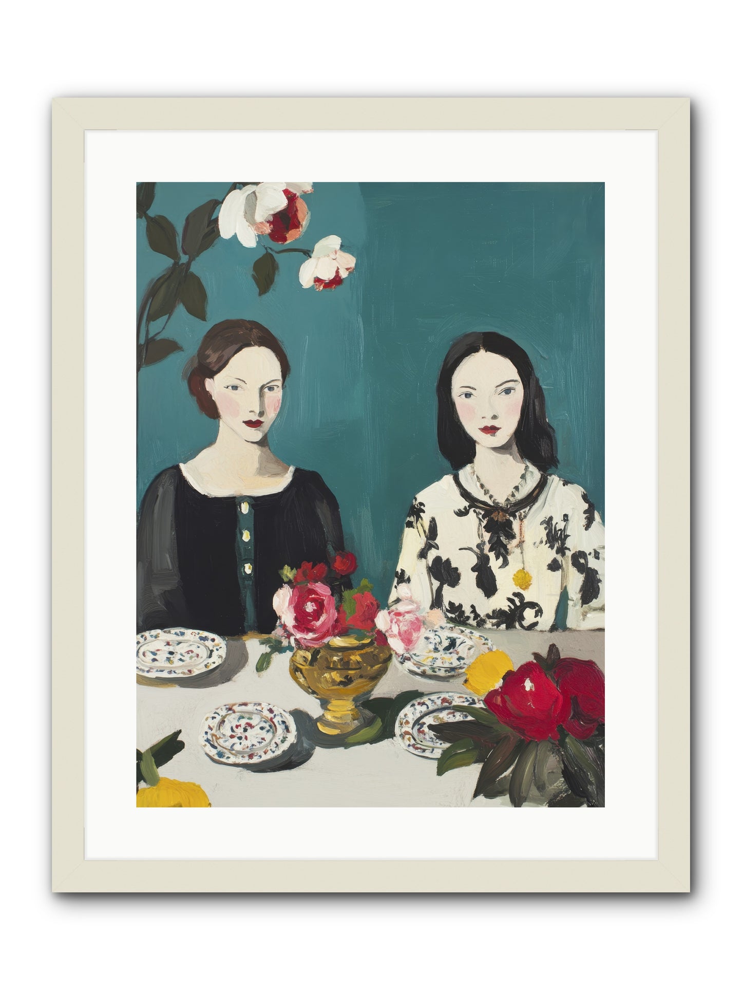 The French Table -- Framed Print - White 18x24
