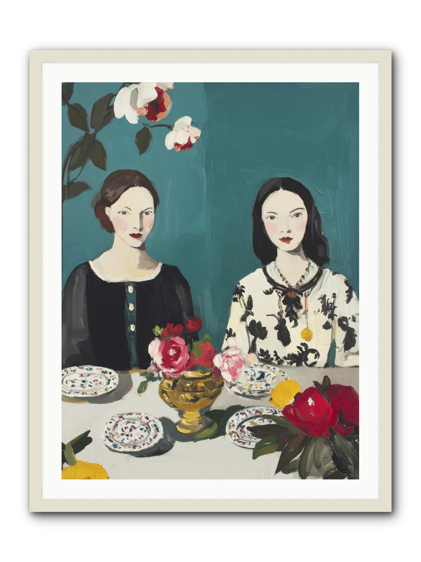 The French Table -- Framed Print - White 30x40