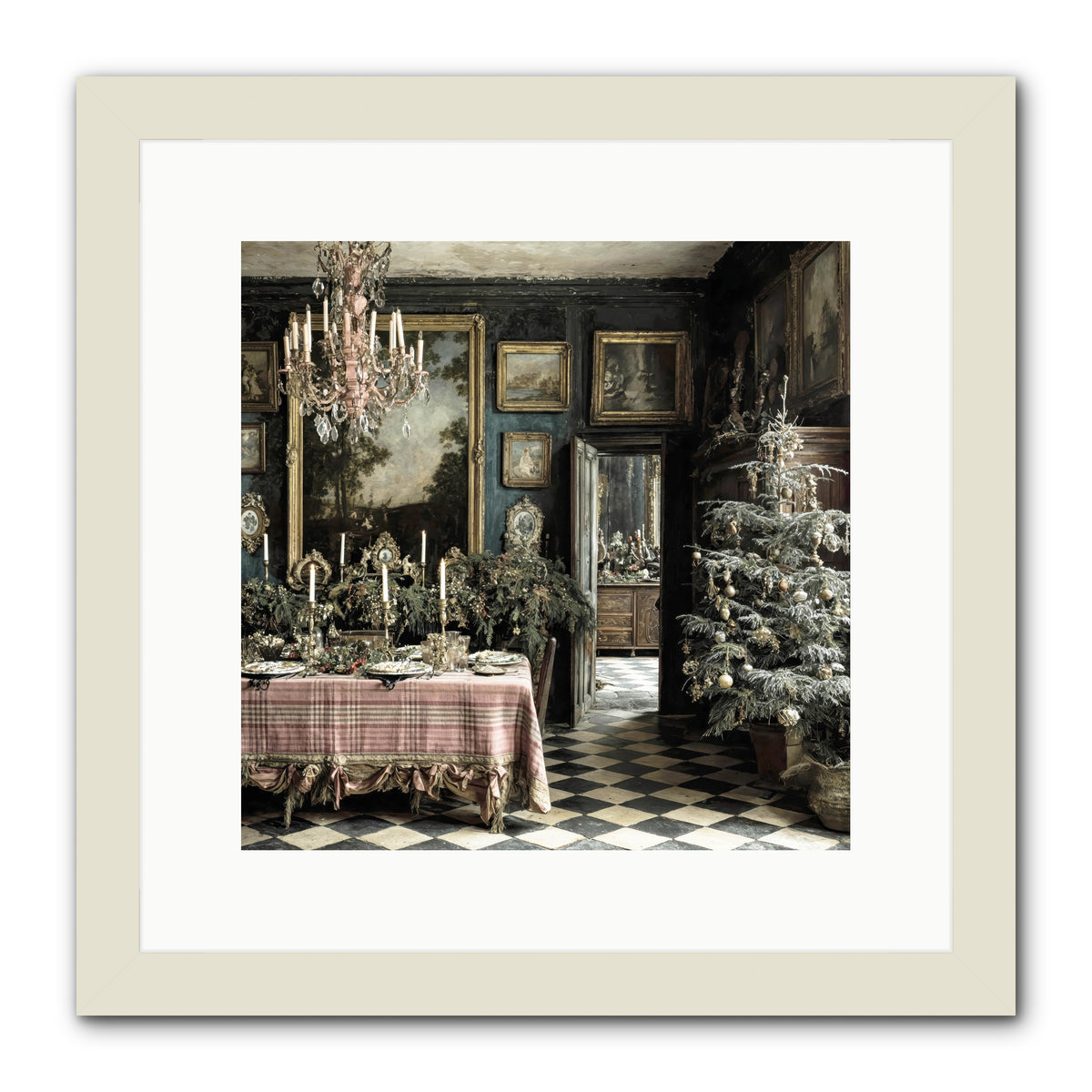 The Frost-Kissed Reverie -- Framed Print - White 12x12