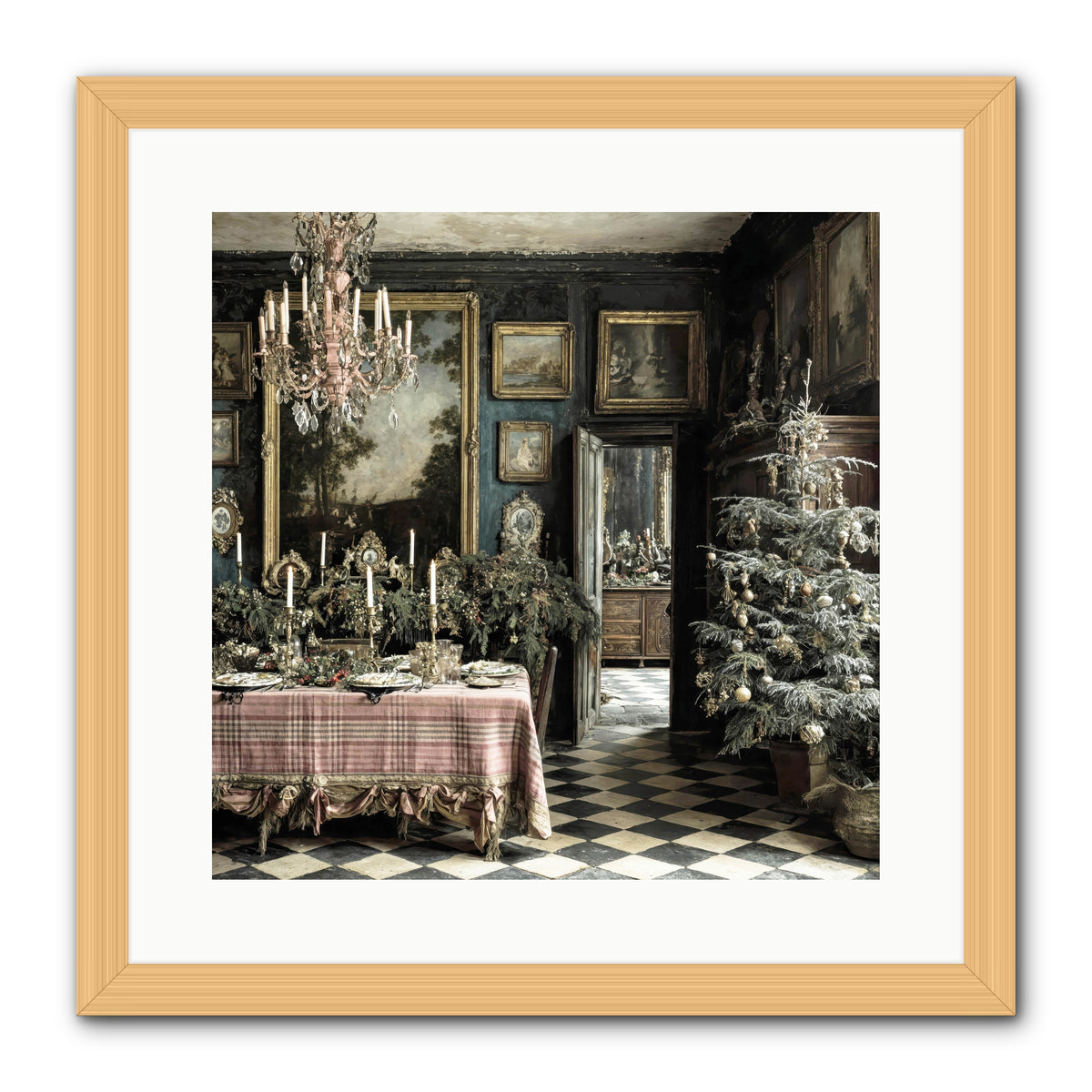 The Frost-Kissed Reverie -- Framed Print - Natural 16x16