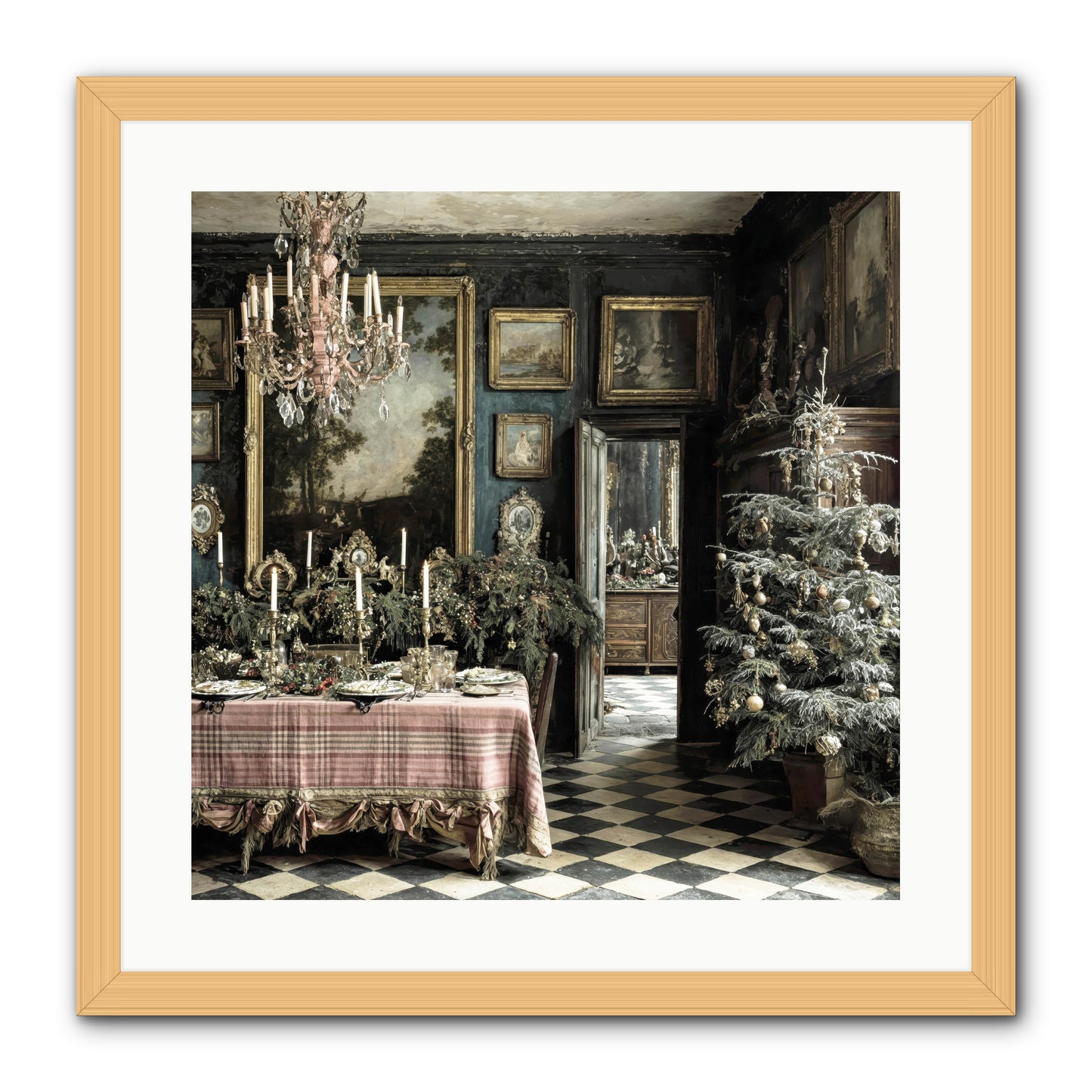 The Frost-Kissed Reverie -- Framed Print - Natural 20x20
