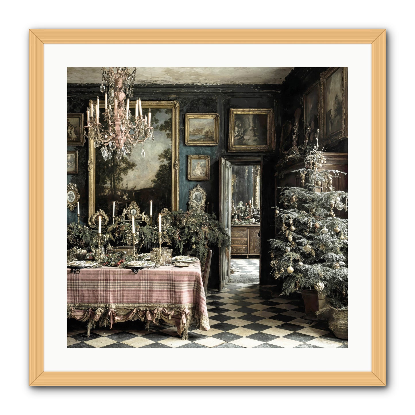 The Frost-Kissed Reverie -- Framed Print - Natural 24x24