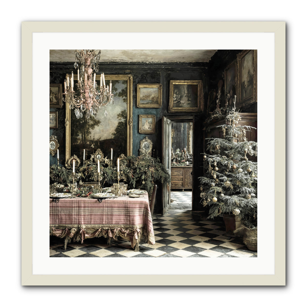 The Frost-Kissed Reverie -- Framed Print - White 24x24