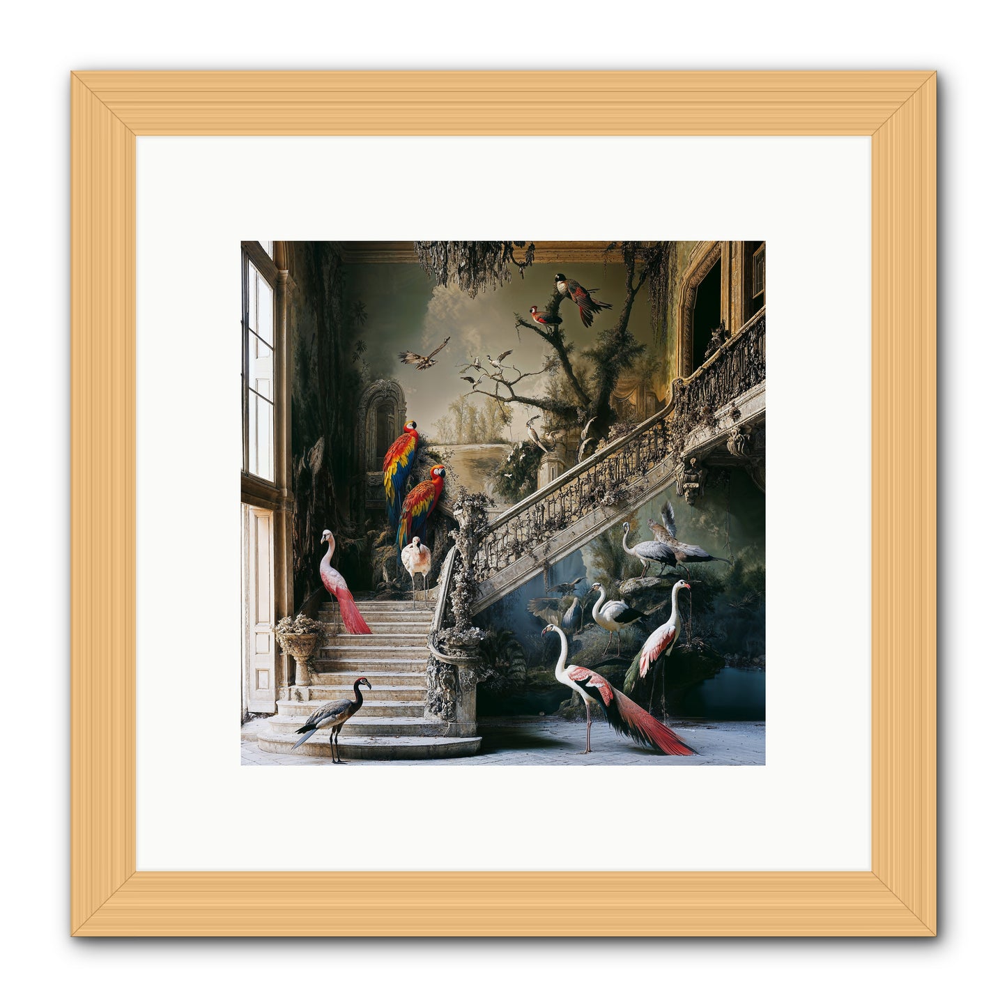 The Garden Party -- Framed Print - Natural 10x10