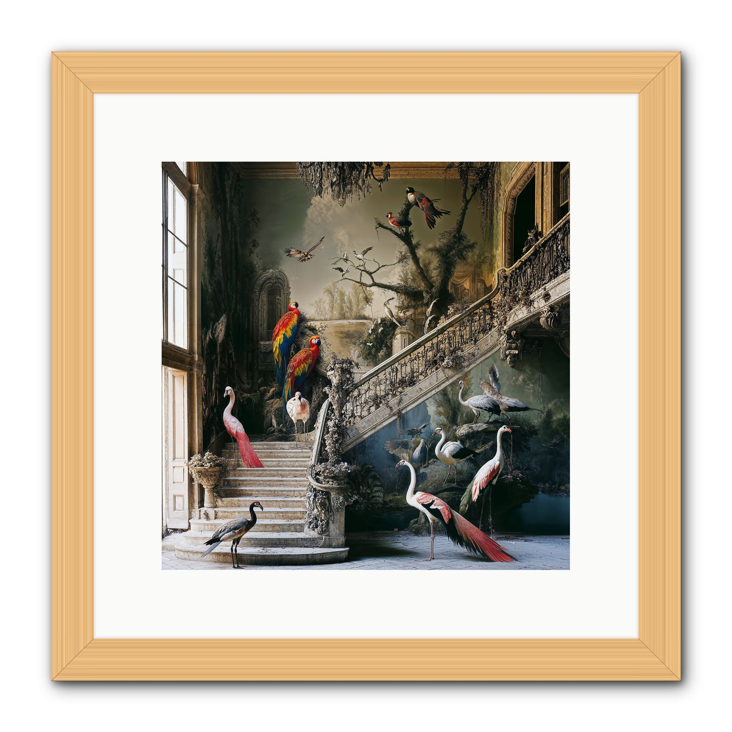 The Garden Party -- Framed Print - Natural 12x12