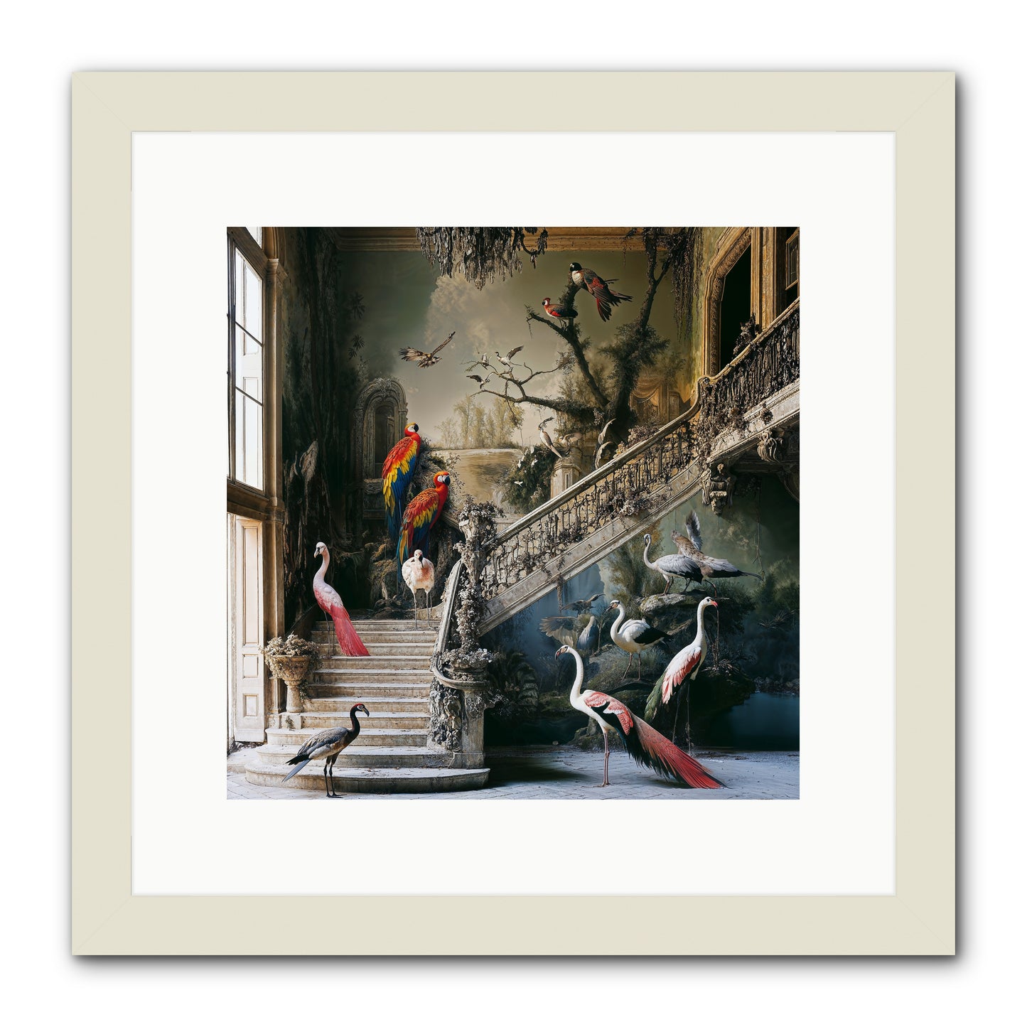 The Garden Party -- Framed Print - White 12x12