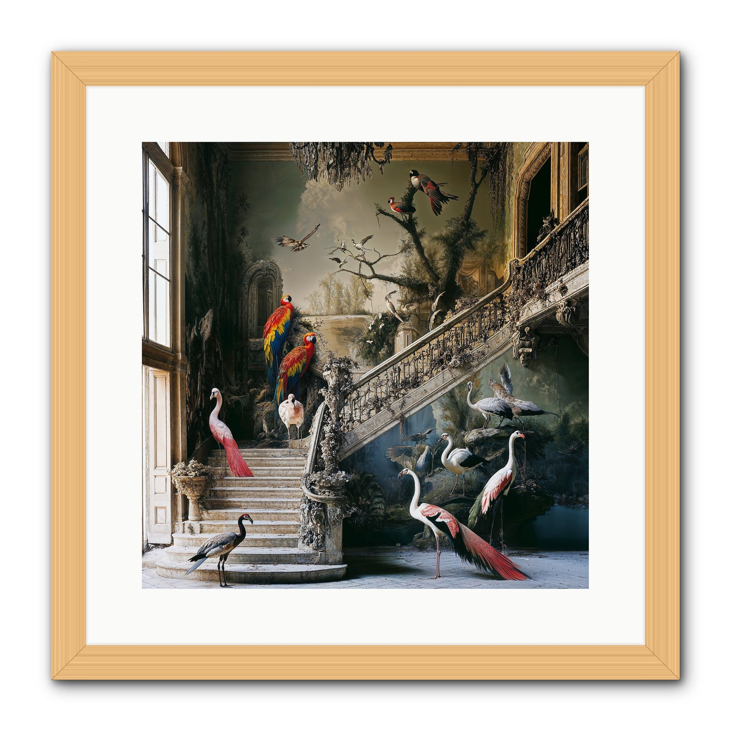 The Garden Party -- Framed Print - Natural 16x16