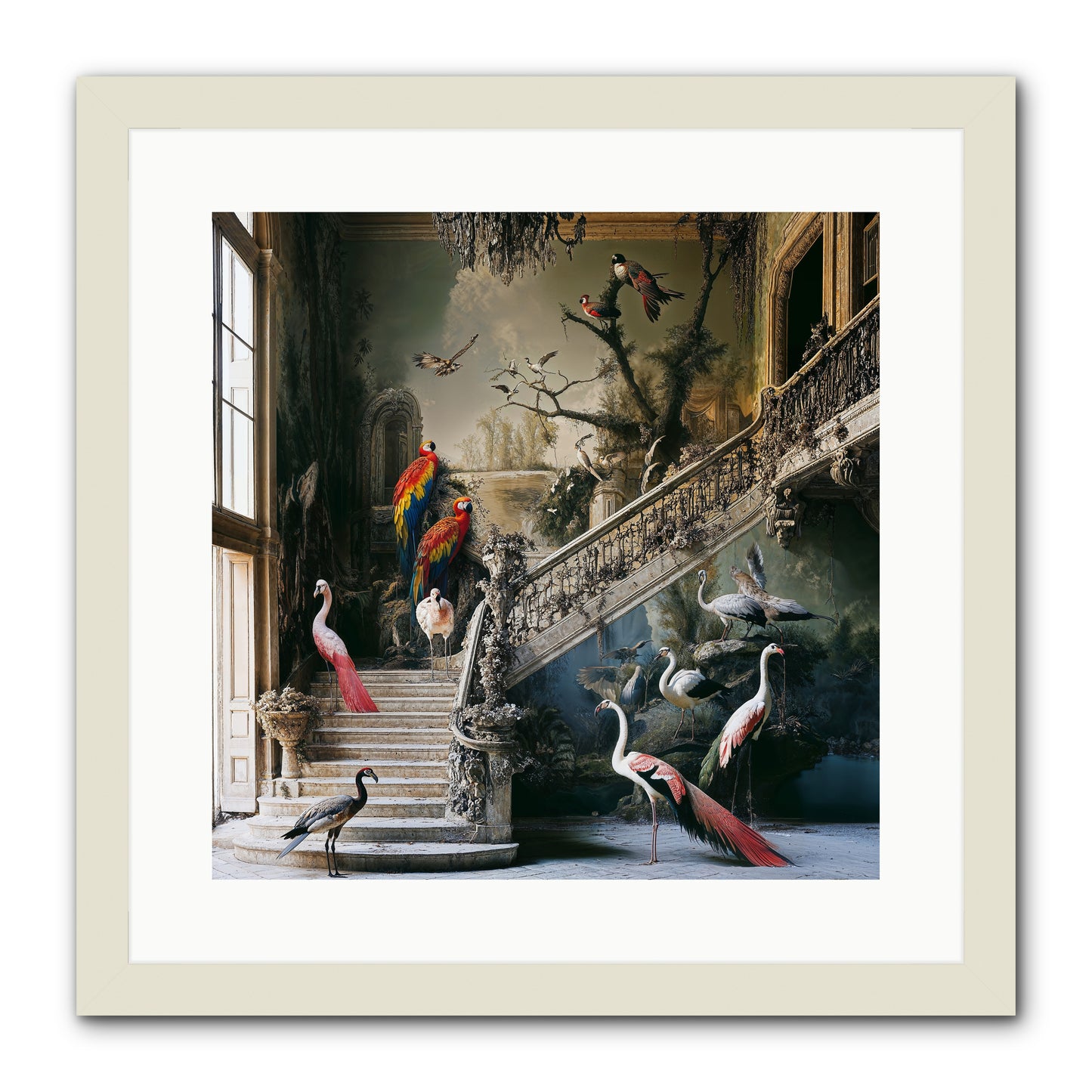 The Garden Party -- Framed Print - White 16x16