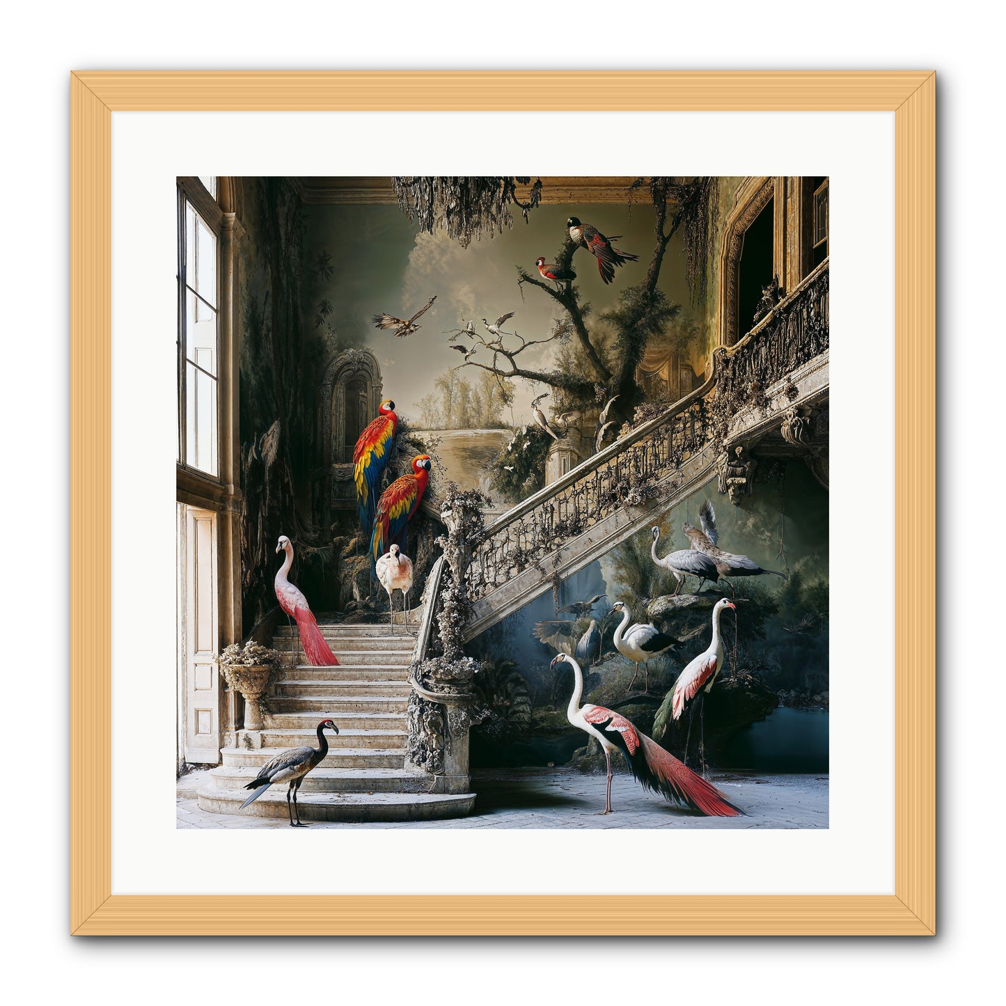 The Garden Party -- Framed Print - Natural 20x20