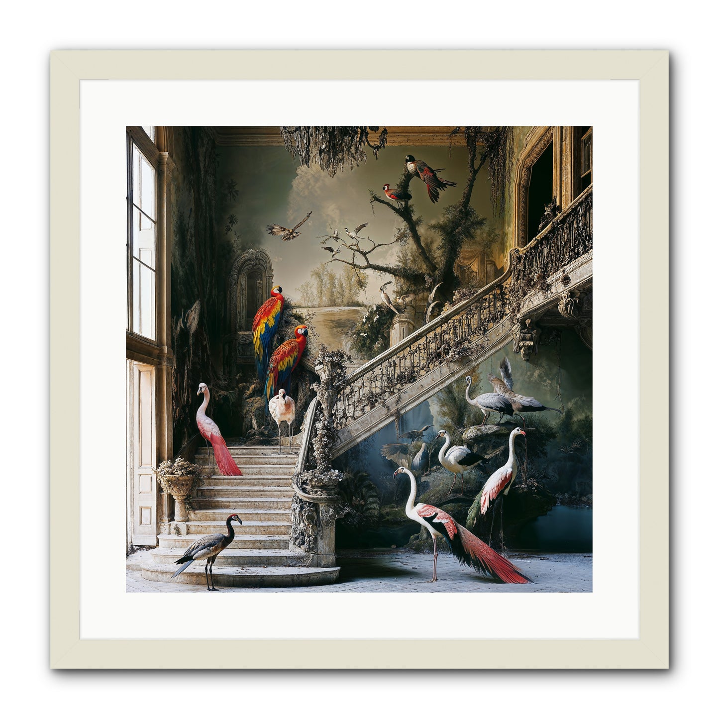 The Garden Party -- Framed Print - White 20x20