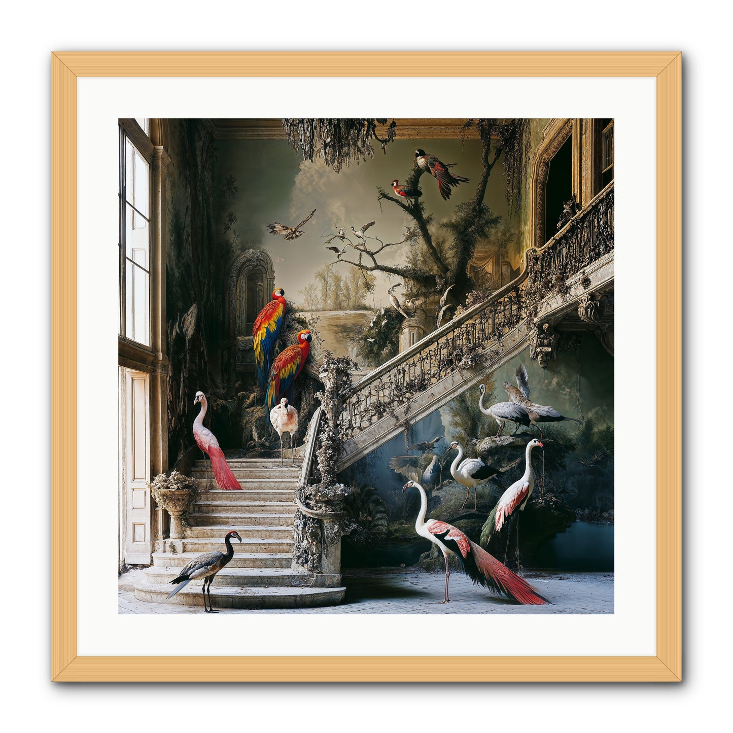 The Garden Party -- Framed Print - Natural 24x24