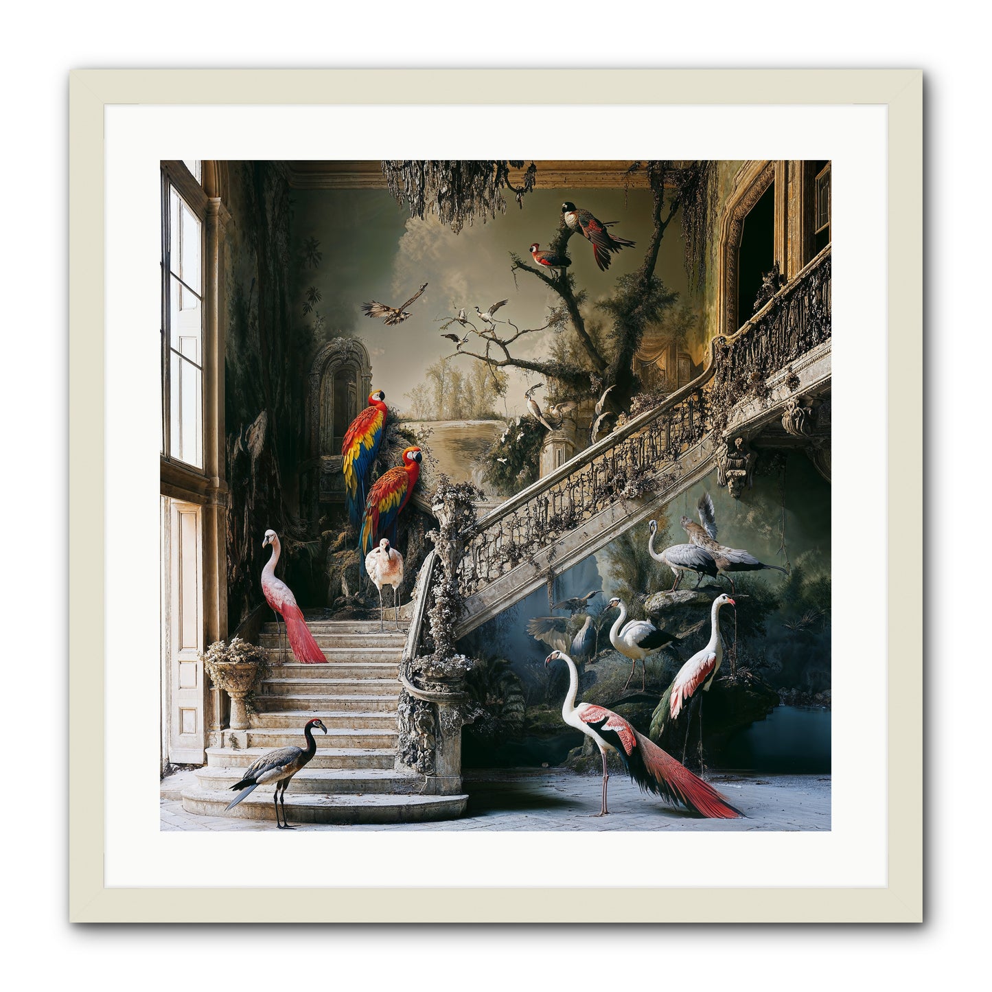 The Garden Party -- Framed Print - White 24x24