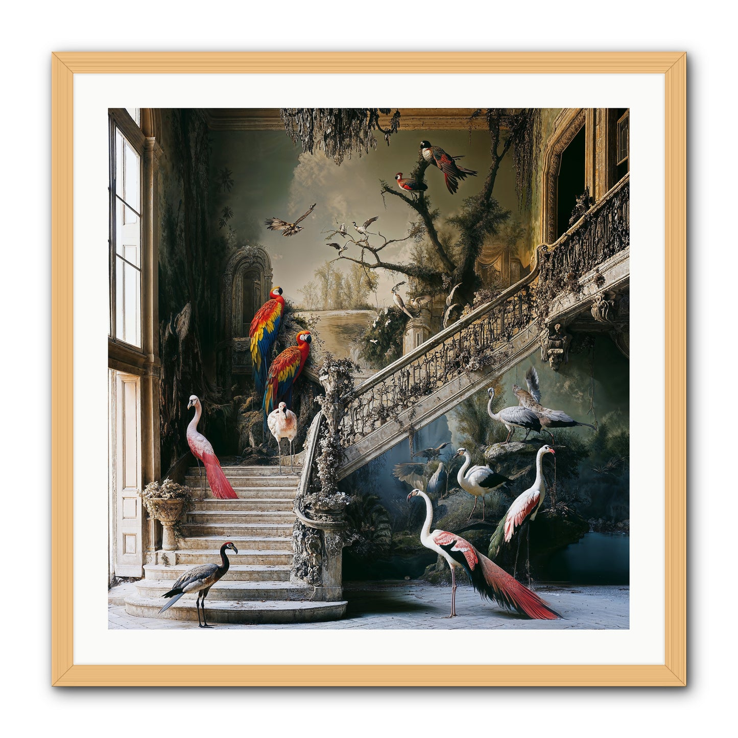The Garden Party -- Framed Print - Natural 30x30
