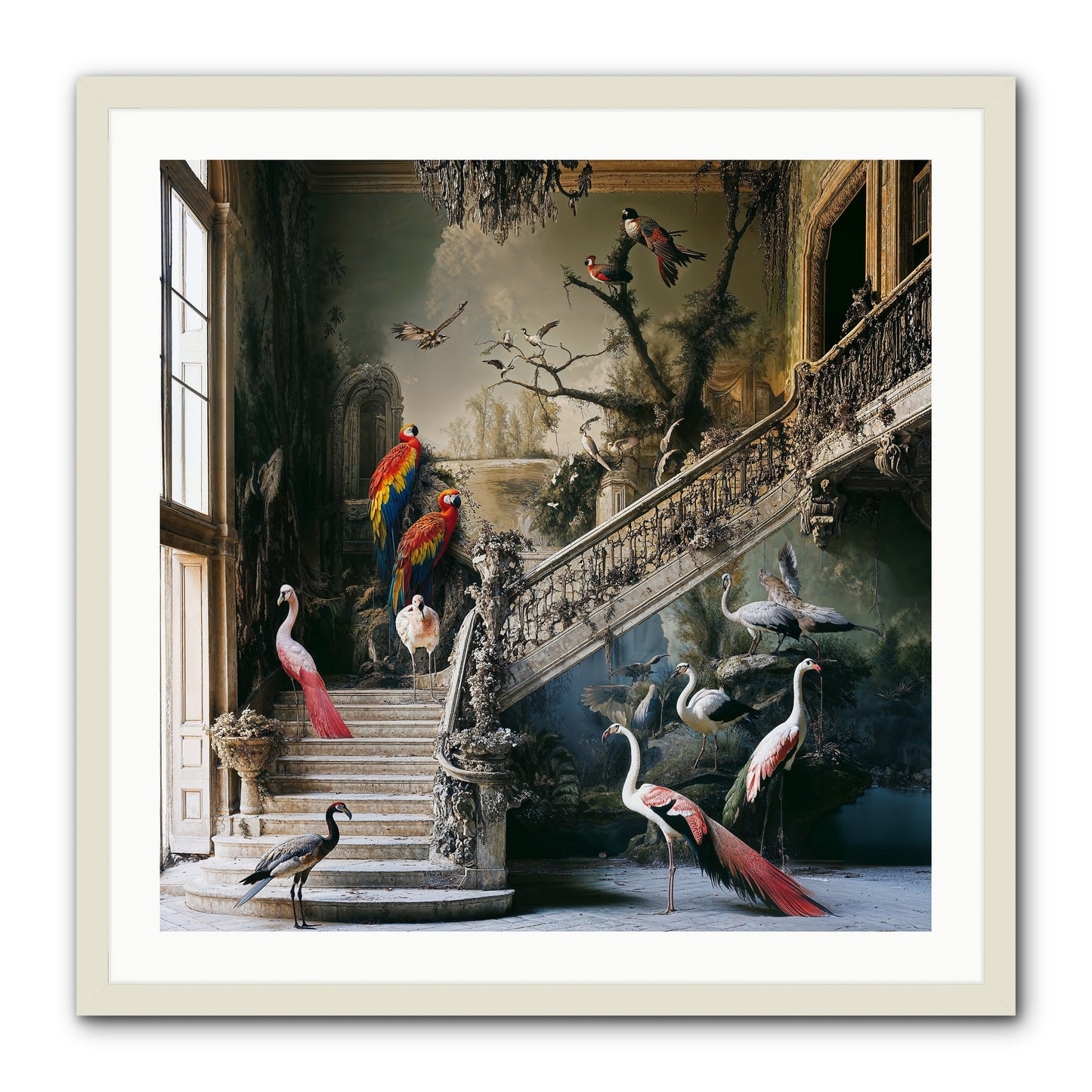 The Garden Party -- Framed Print - White 30x30